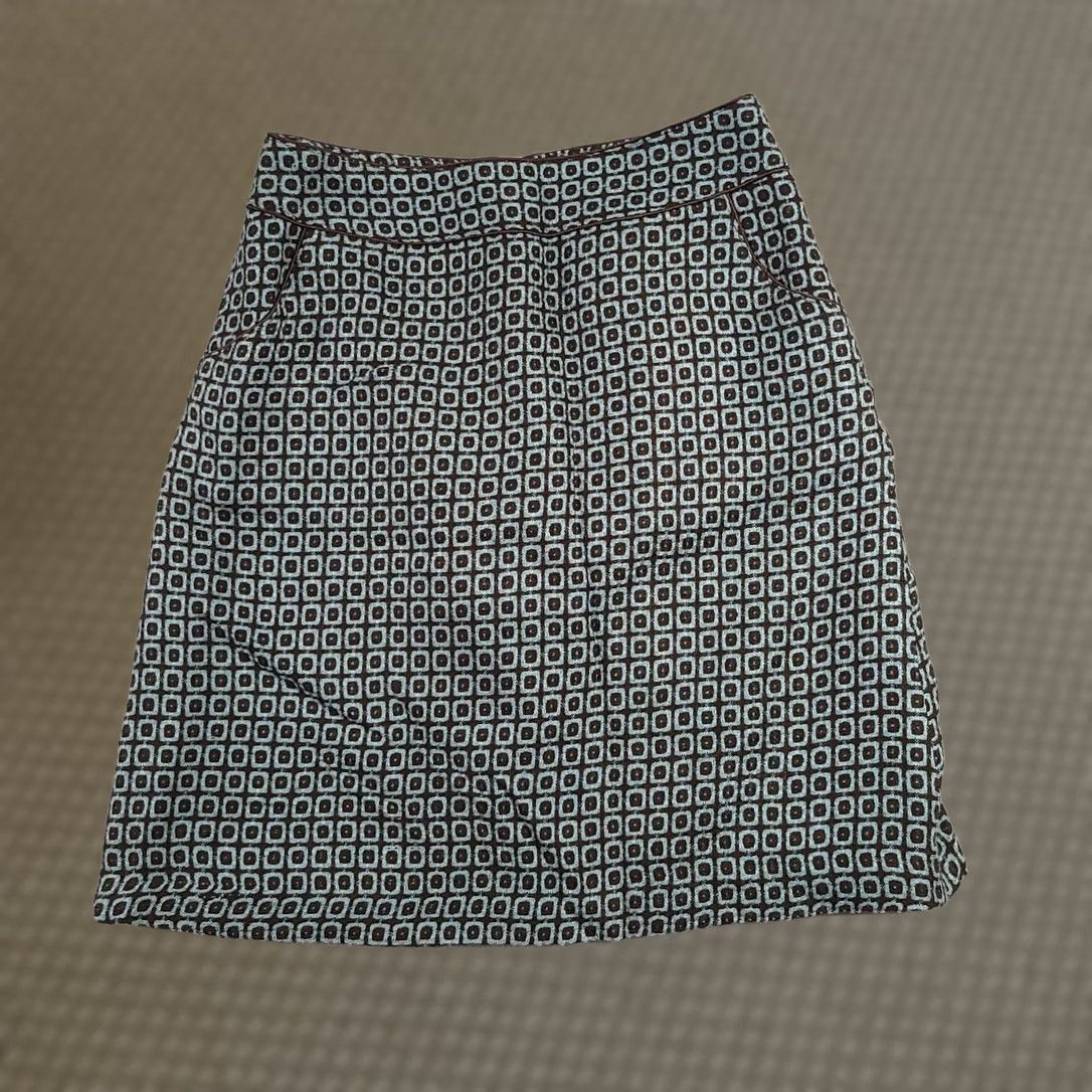 Worthington Worthington Skirt Women's 6 Teal Brown Lined Knit Geometric Pockets Zip Pencil Skirt Size 28" / US 6 / IT 42 - 1 Thumbnail