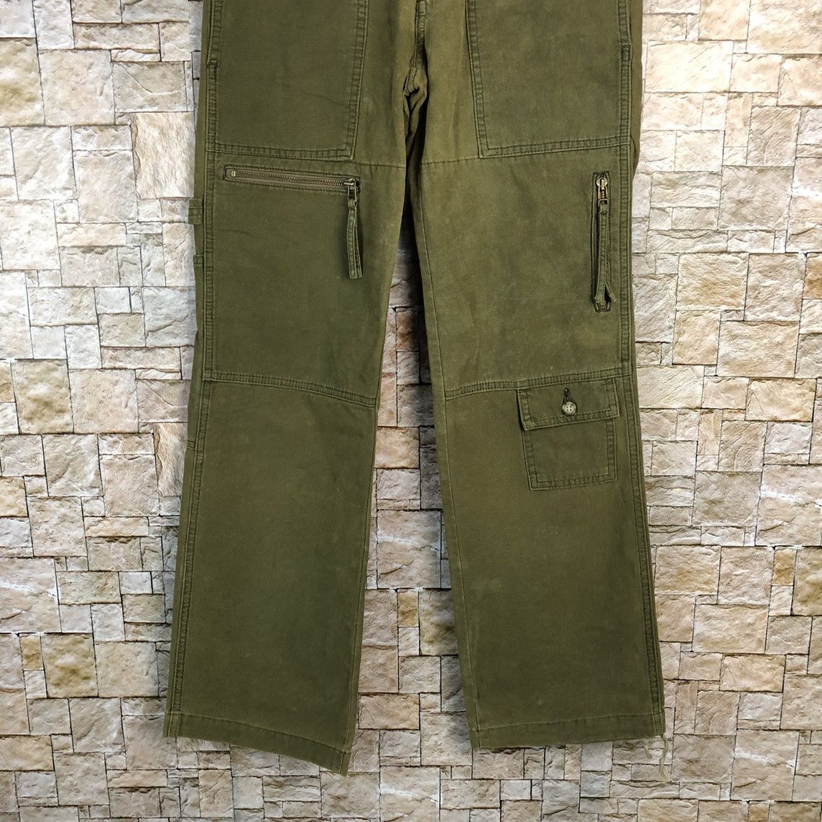 Japanese Brand Ouch Green utility tactical Cargo Multipocket Pants #A586 Size US 28 / EU 44 - 3 Thumbnail