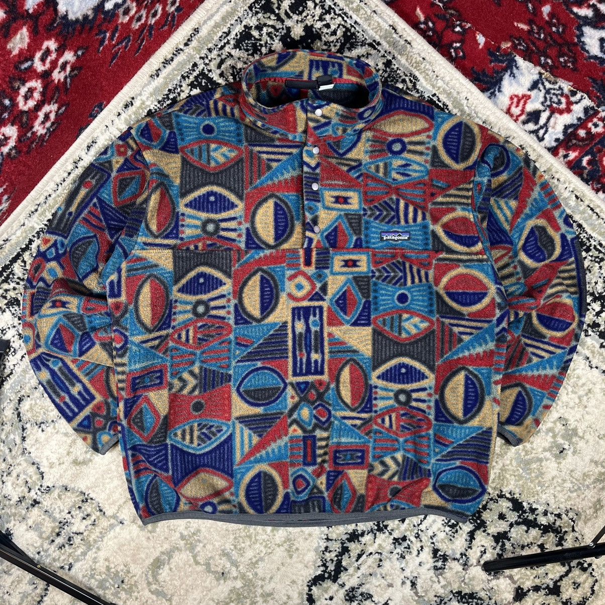Patagonia Vintage 90s Patagonia Snap Fleece Synchilla Aztec Aborigine Size US L / EU 52-54 / 3 - 2 Thumbnail
