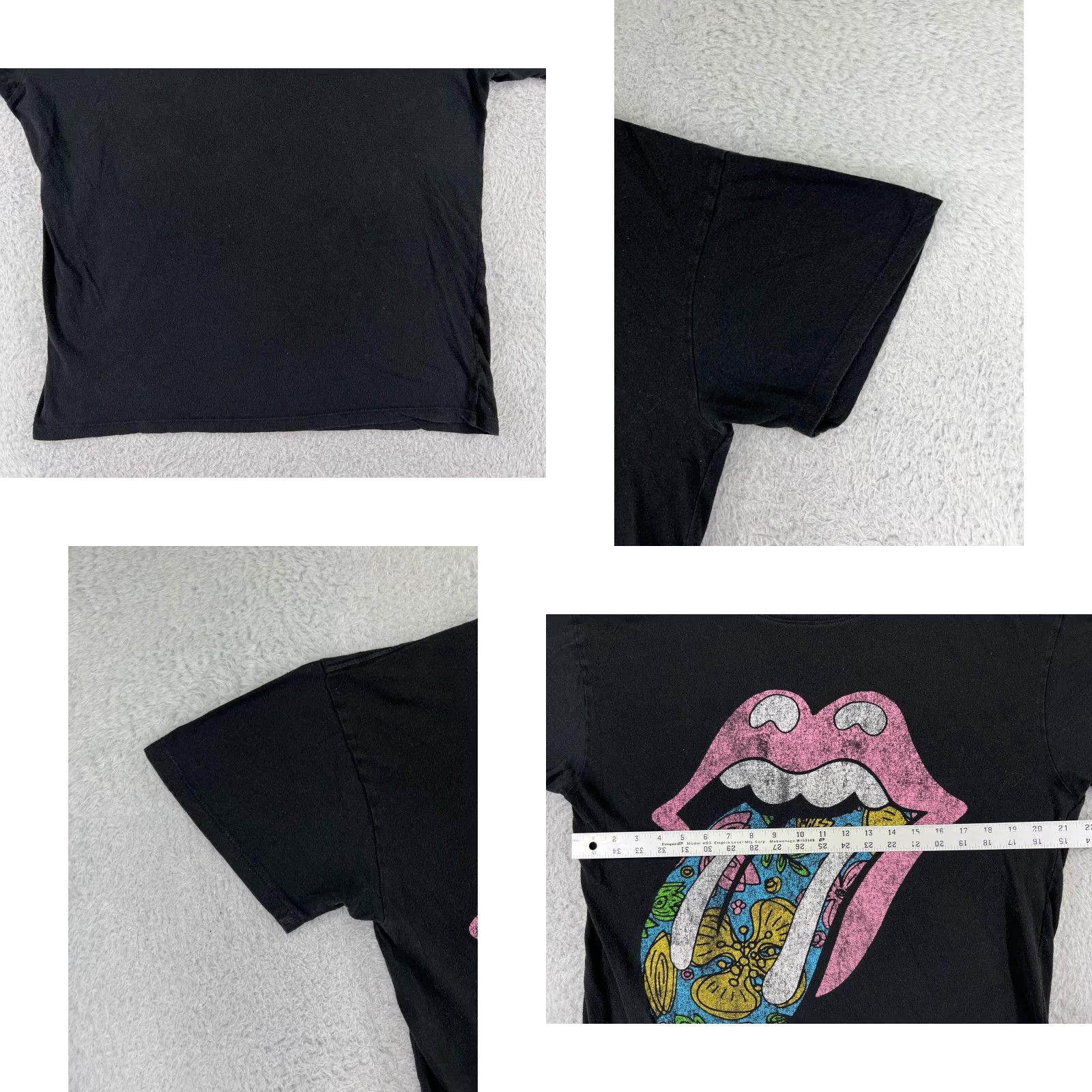 Vintage Rolling Stones Shirt Women's Medium Black Cropped Short Sleeve Crew Neck Rock Music 80s Womens Size M / US 6-8 / IT 42-44 - 8 Thumbnail