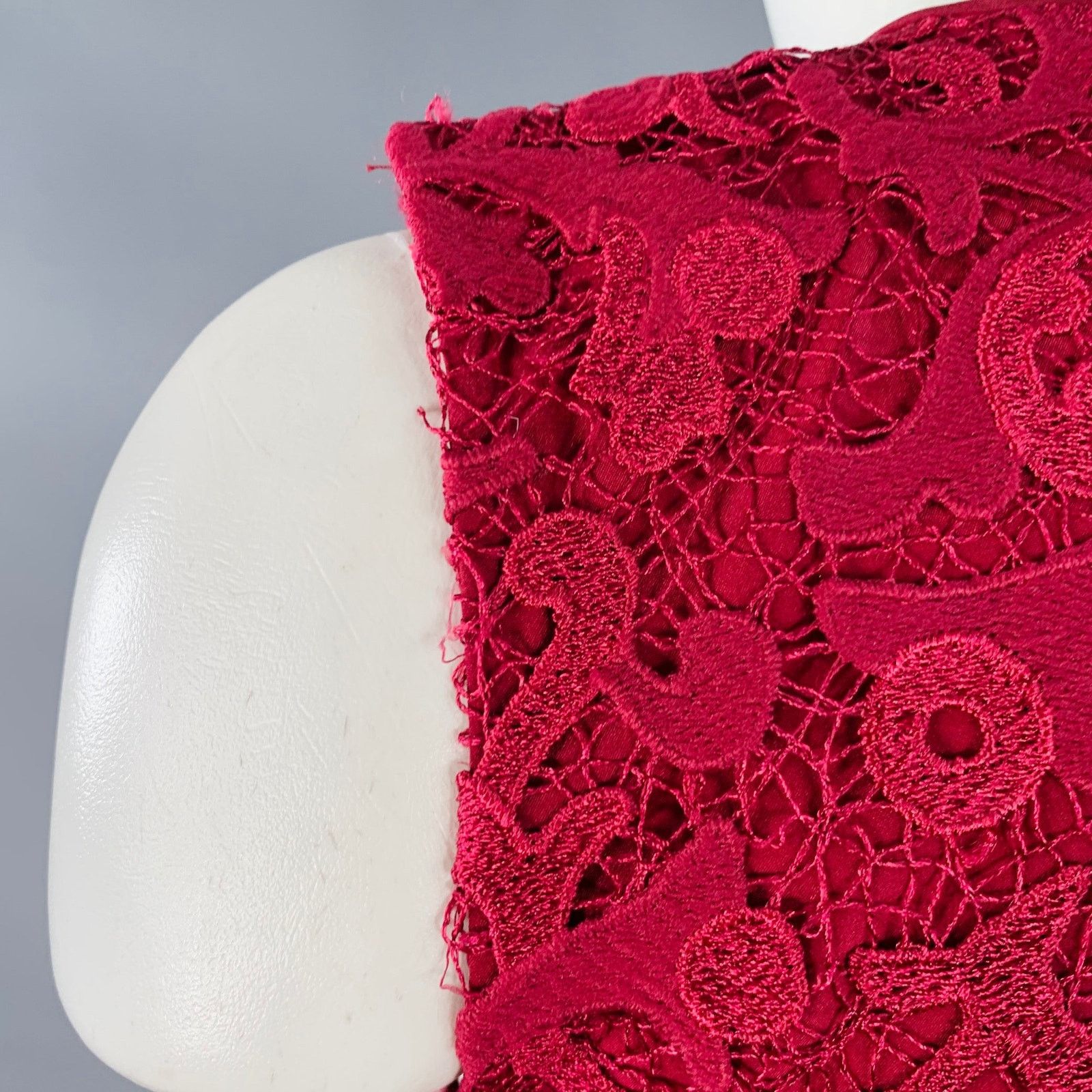 Oscar De La Renta Size 2 Burgundy Polyester Peplum Sleeveless Dress Top Size XS / US 0-2 / IT 36-38 - 5 Thumbnail