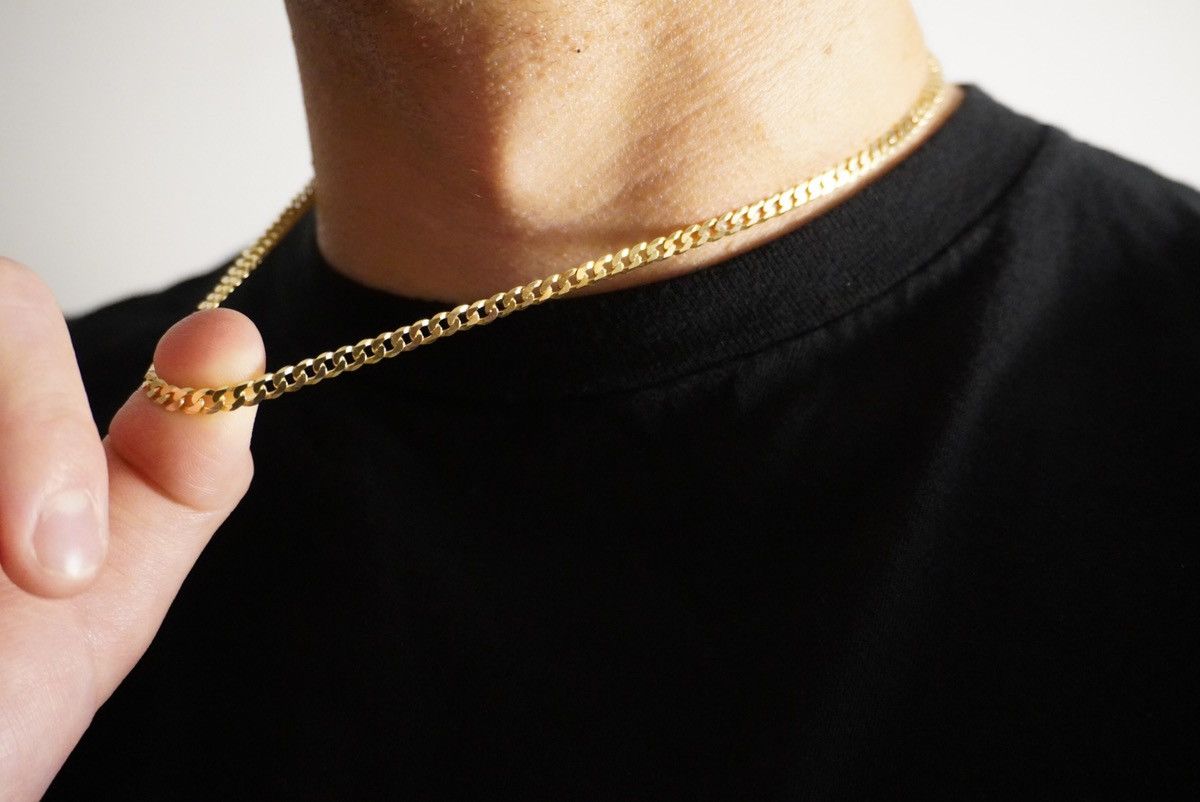 Other Gold Chain 14K Gold Vermeil Cuban Chain 4mm 18 Inches Size ONE SIZE - 2 Thumbnail