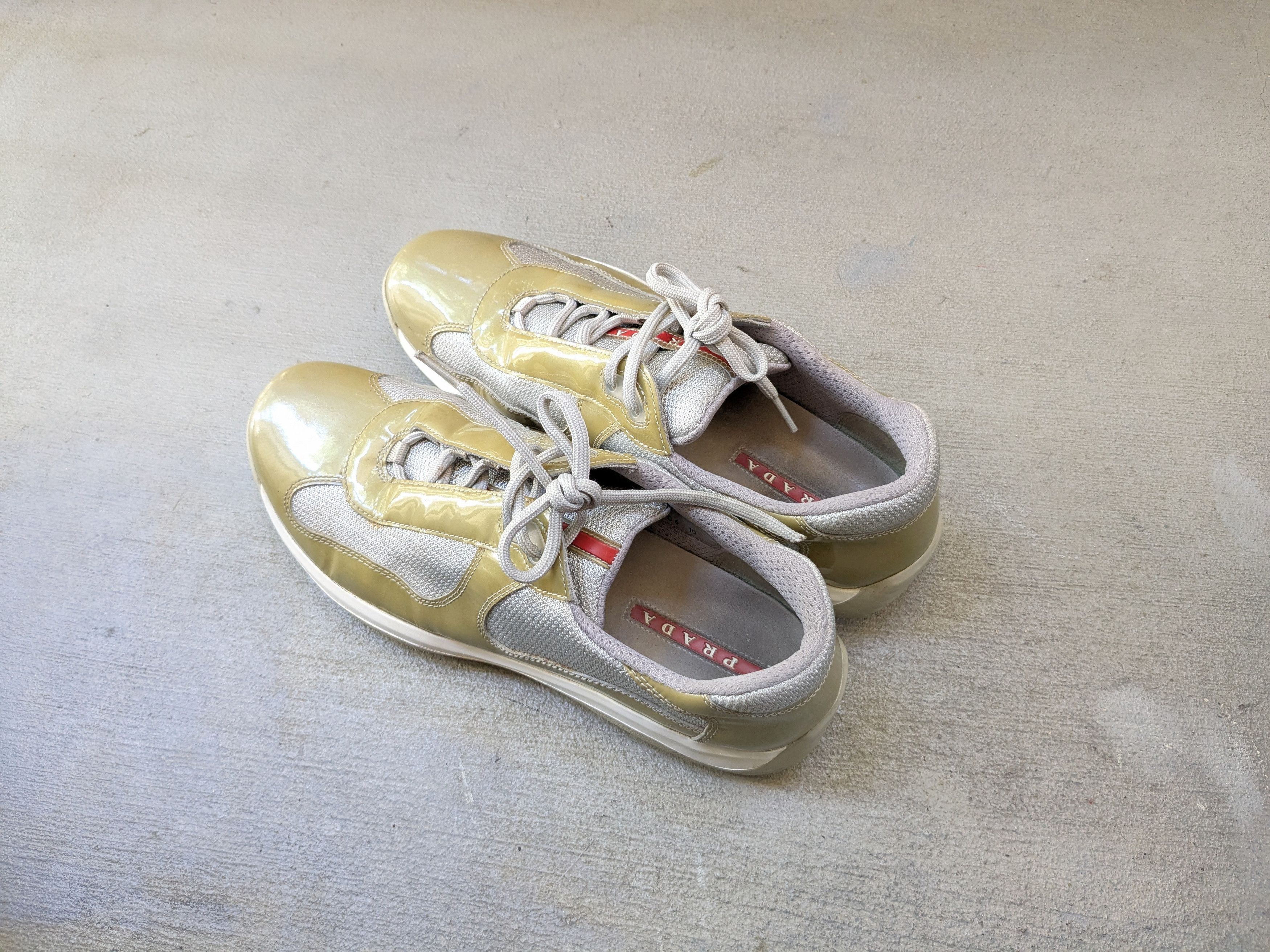 Prada Prada America's Cup Olive Green 11 Patent Leather Silver Low Size US 11 / EU 44 - 14 Thumbnail