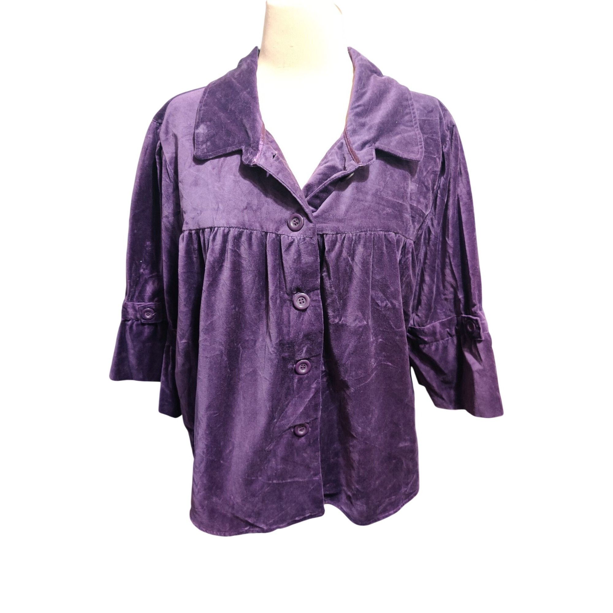 Route 66 Route 66 2X Purple Velour Button Front Plus Size Swing Jacke Size XXL / US 16-18 / IT 52-54 - 10 Thumbnail