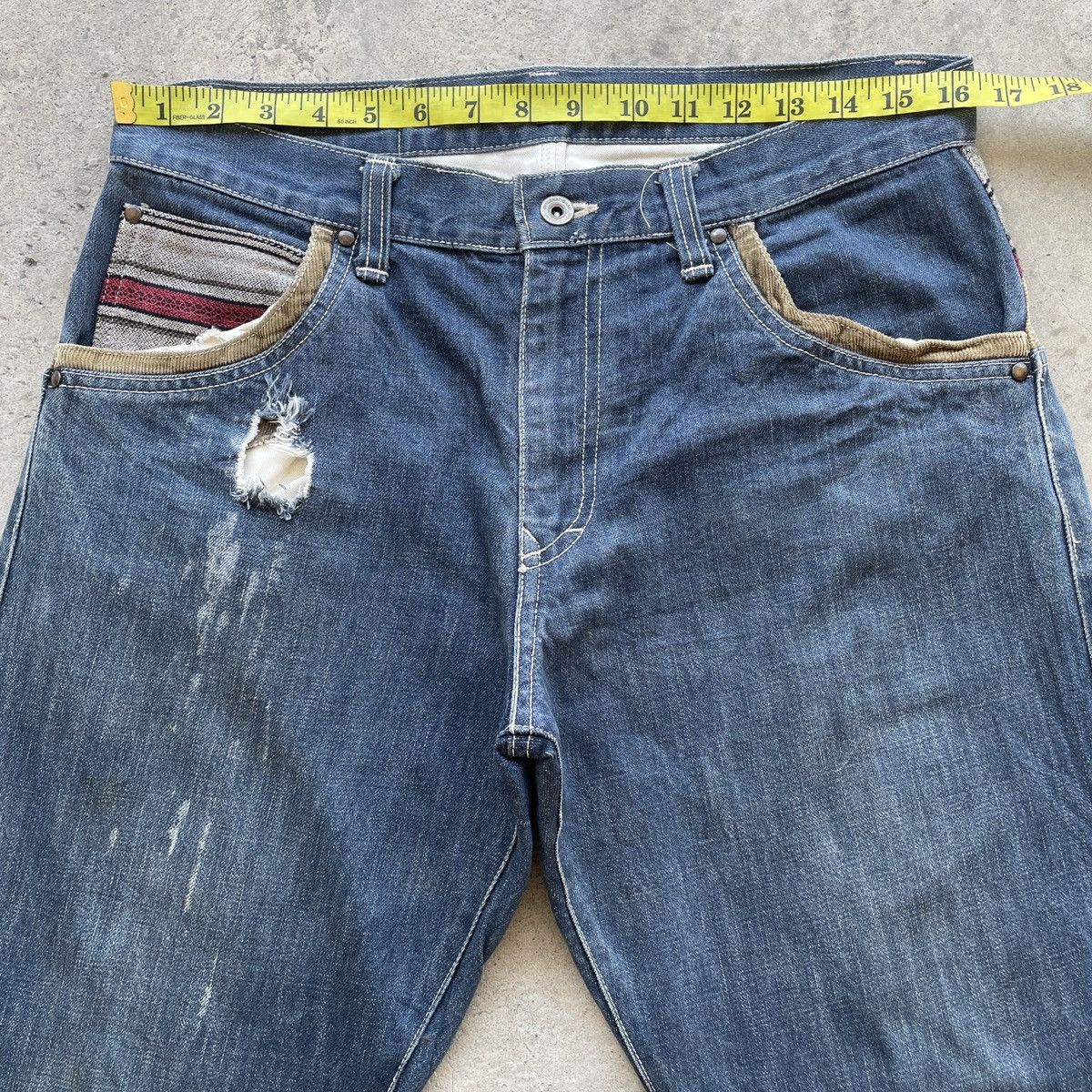 Japanese Brand × Jean × Vintage Vintage Concave Attempt Rare Designs Denim Pants Jeans W33 Size US 33 - 6 Thumbnail