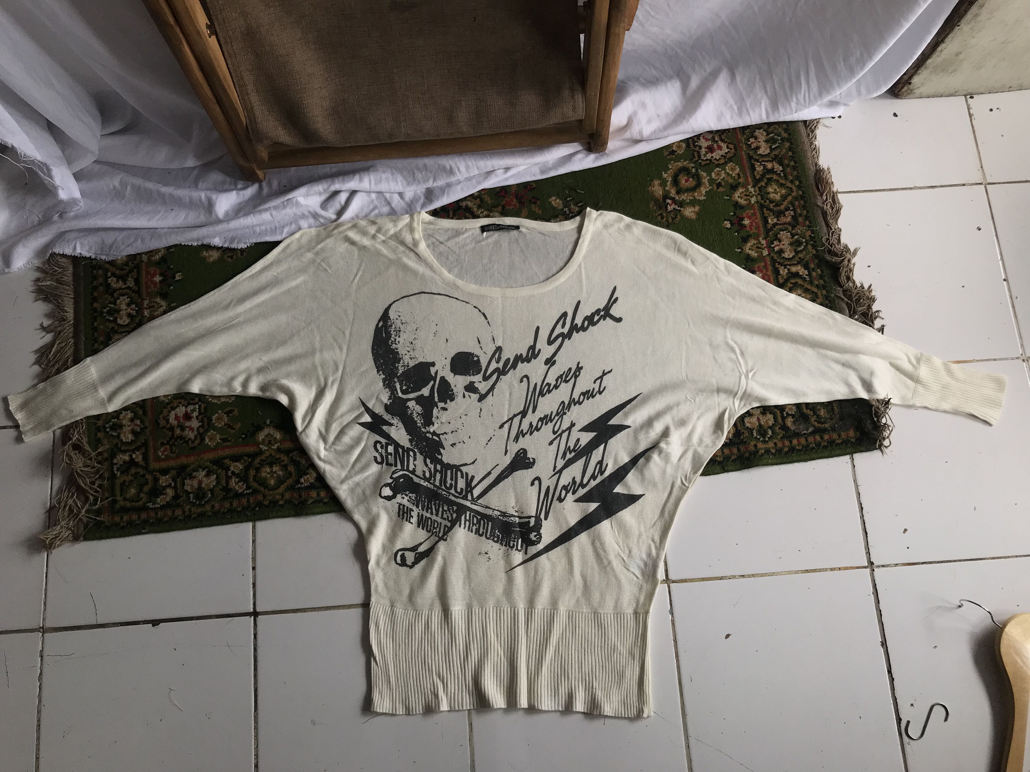 If Six Was Nine × Japanese Brand × Le Grande Bleu (L.G.B.) Ghost of Harlem - Skull Poem Knitted Lightweight Longsleeve Size L / US 10 / IT 46 - 3 Thumbnail