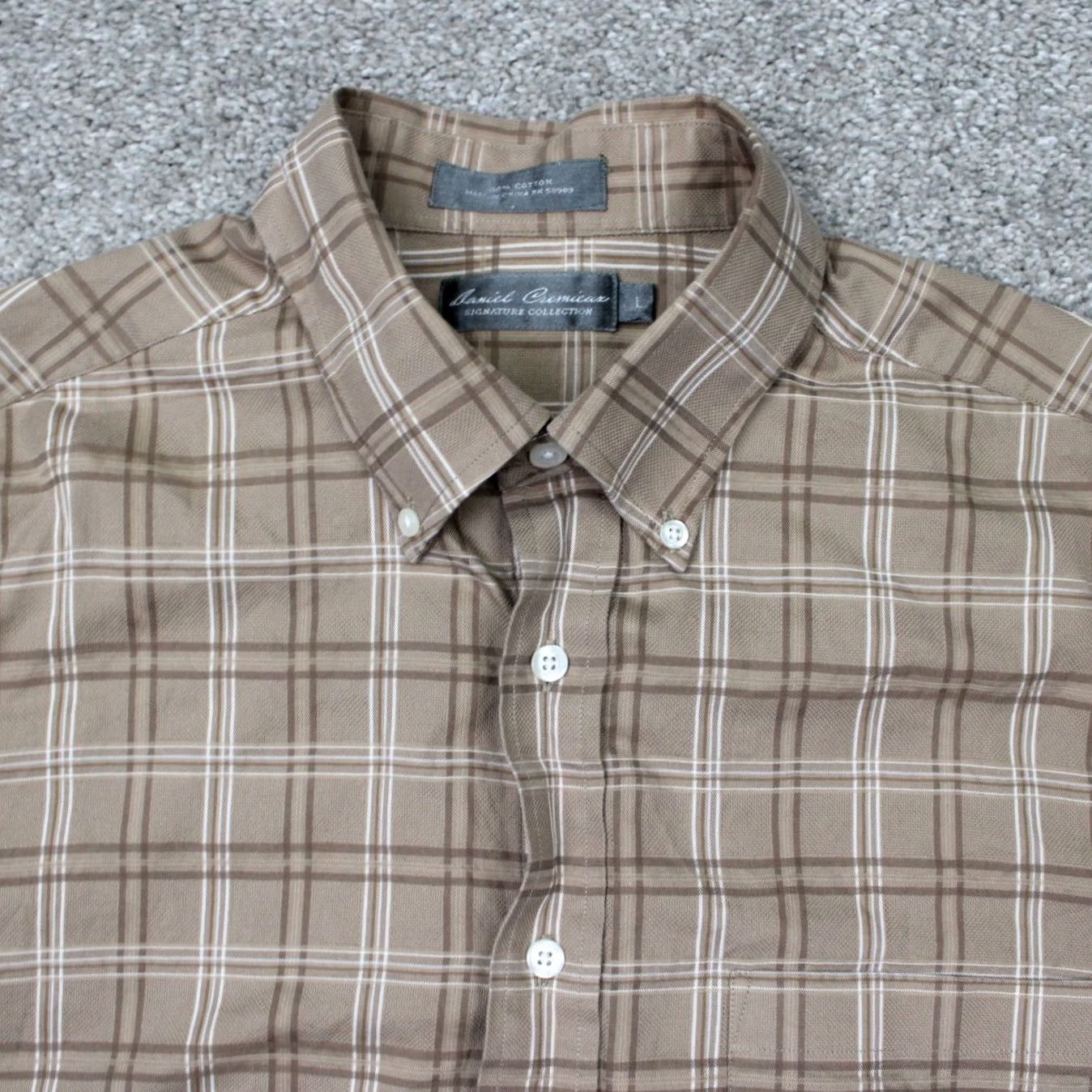 Cremieux Daniel Cremieux Signature Collection Shirt Mens Large Brown Cotton L/S Button-Up Size US L / EU 52-54 / 3 - 6 Thumbnail