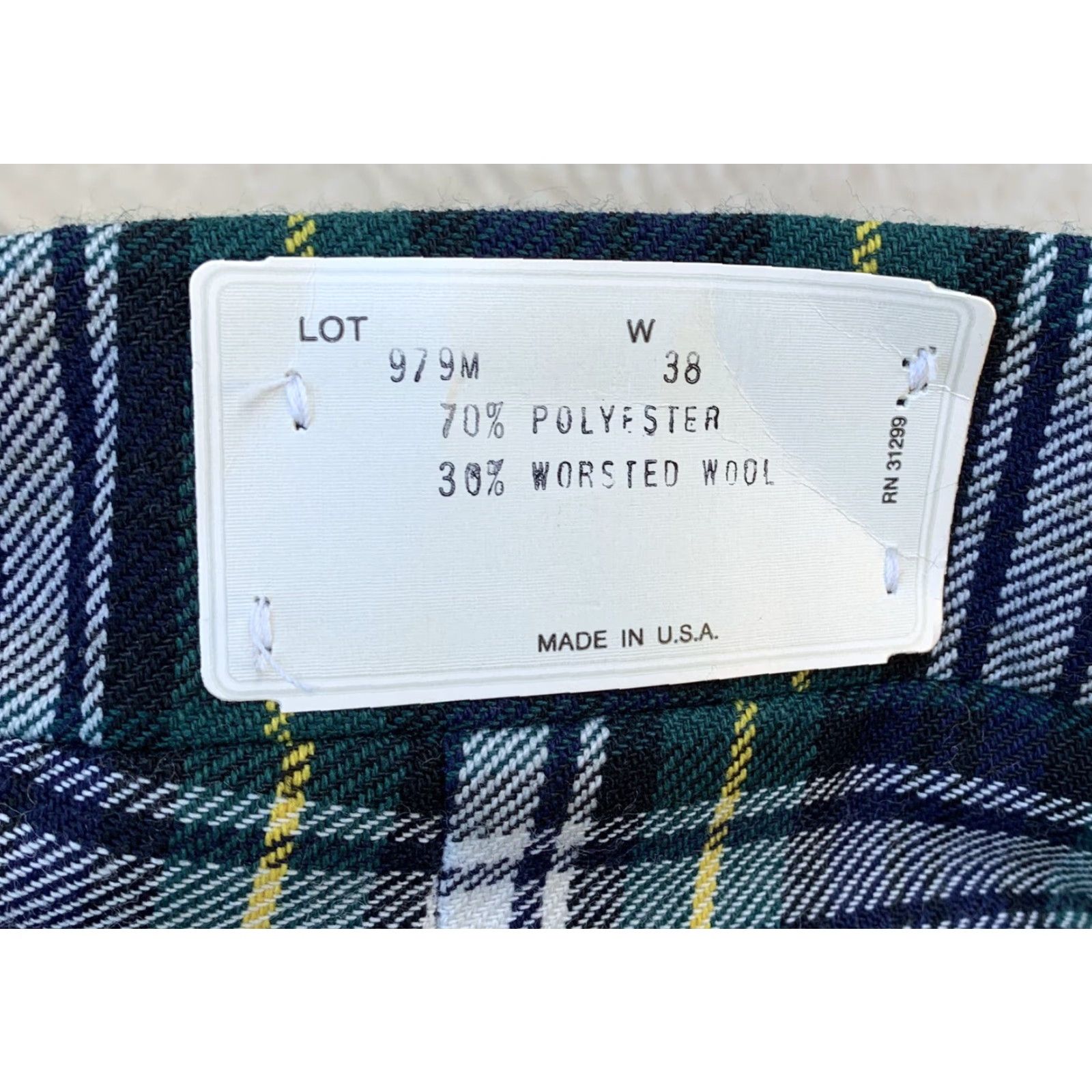 Vintage vintage plaid pants polyester worsted wool size 38 made in USA RN 31299 Size US 37 - 6 Thumbnail