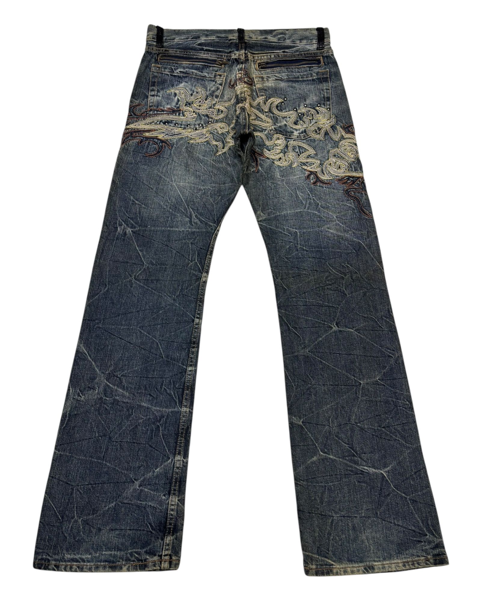 If Six Was Nine Flare Jeans Japanese Brand Snake Skin Embroidery Jeans Size US 32 / EU 48 - 2 Thumbnail