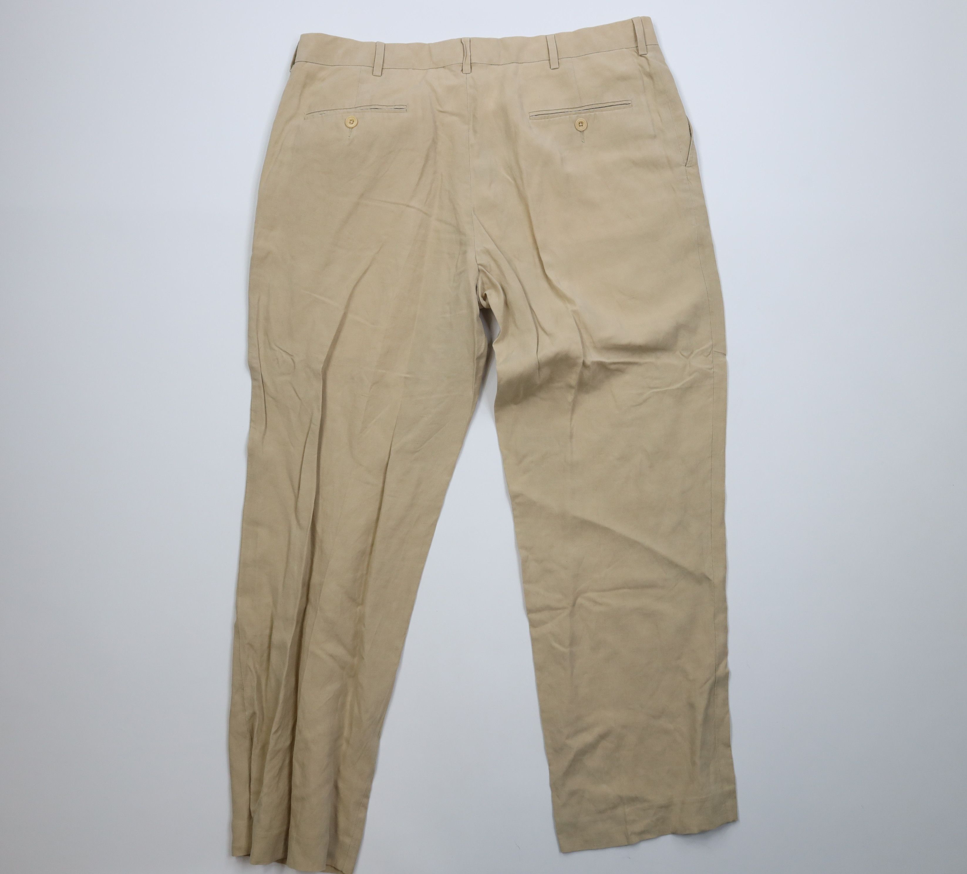 Ralph Lauren Vintage 90s Ralph Lauren Linen Wide Leg Chino Pants Beige Size US 36 / EU 52 - 10 Thumbnail
