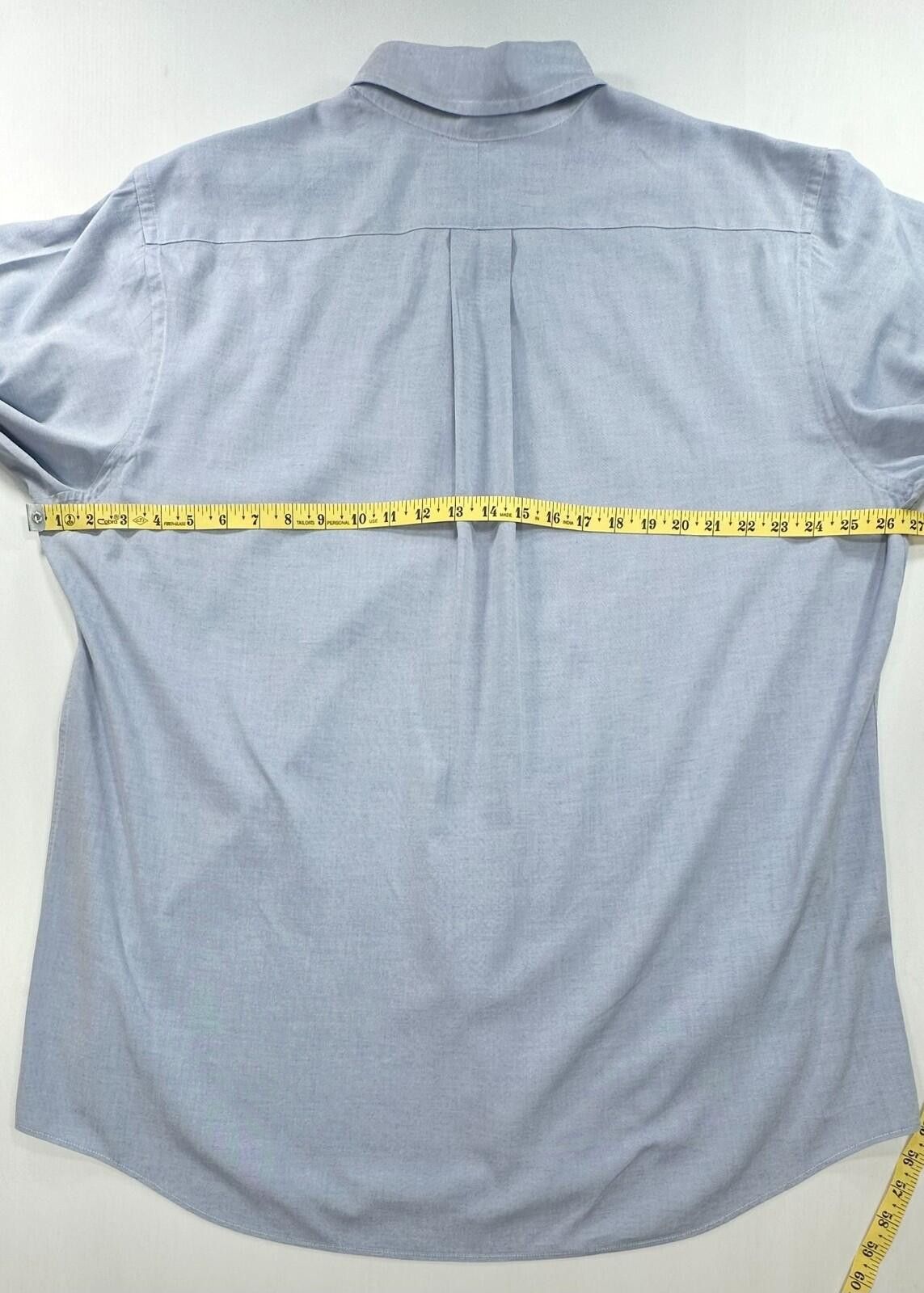 Jos. A. Bank Jos A Bank 80s 2-Ply Pinpont Button Up Blue Mens XL 17.5/35 Size 44R - 4 Thumbnail