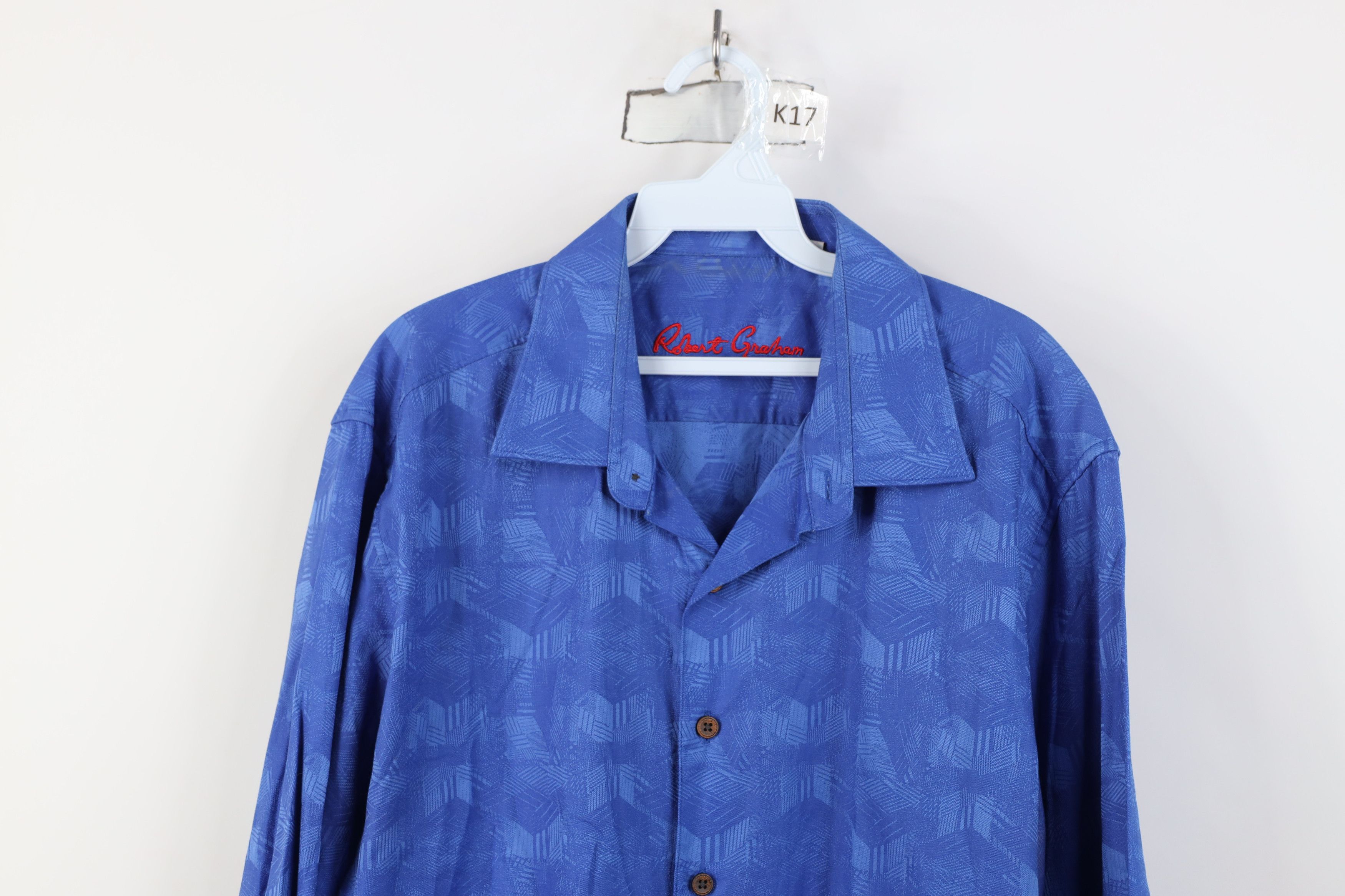 Robert Graham Robert Graham Geometric Flip Cuff Collared Button Shirt Blue Size US XL / EU 56 / 4 - 2 Thumbnail