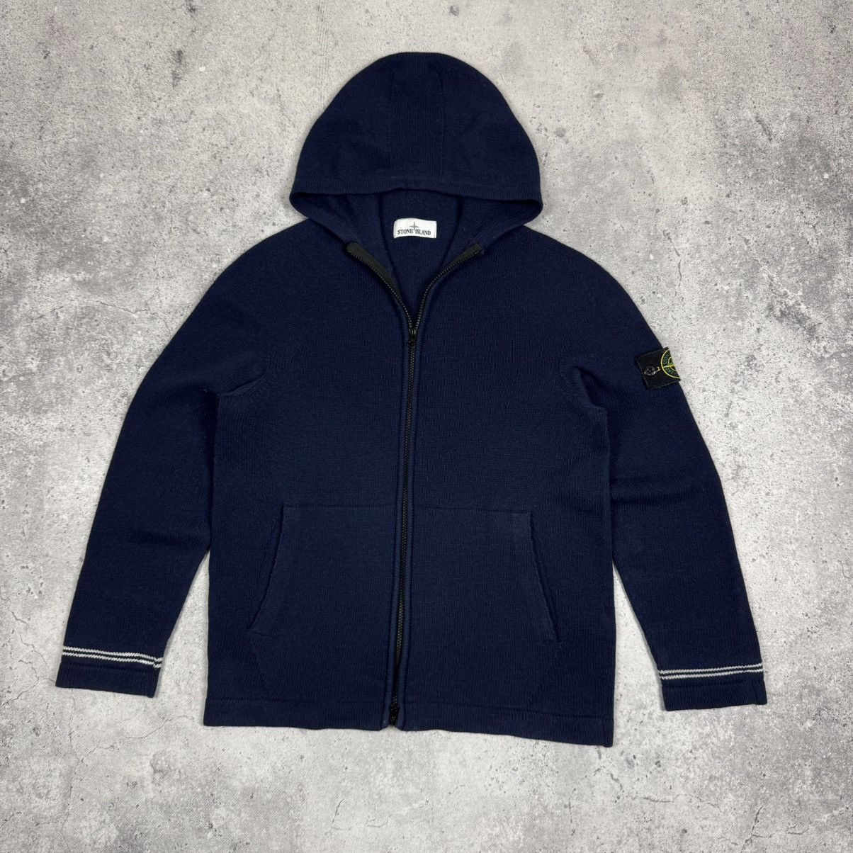Stone Island Stone Island Knitted Wool Full Zip Hoodie Navy Blue Size US L / EU 52-54 / 3 - 1 Thumbnail