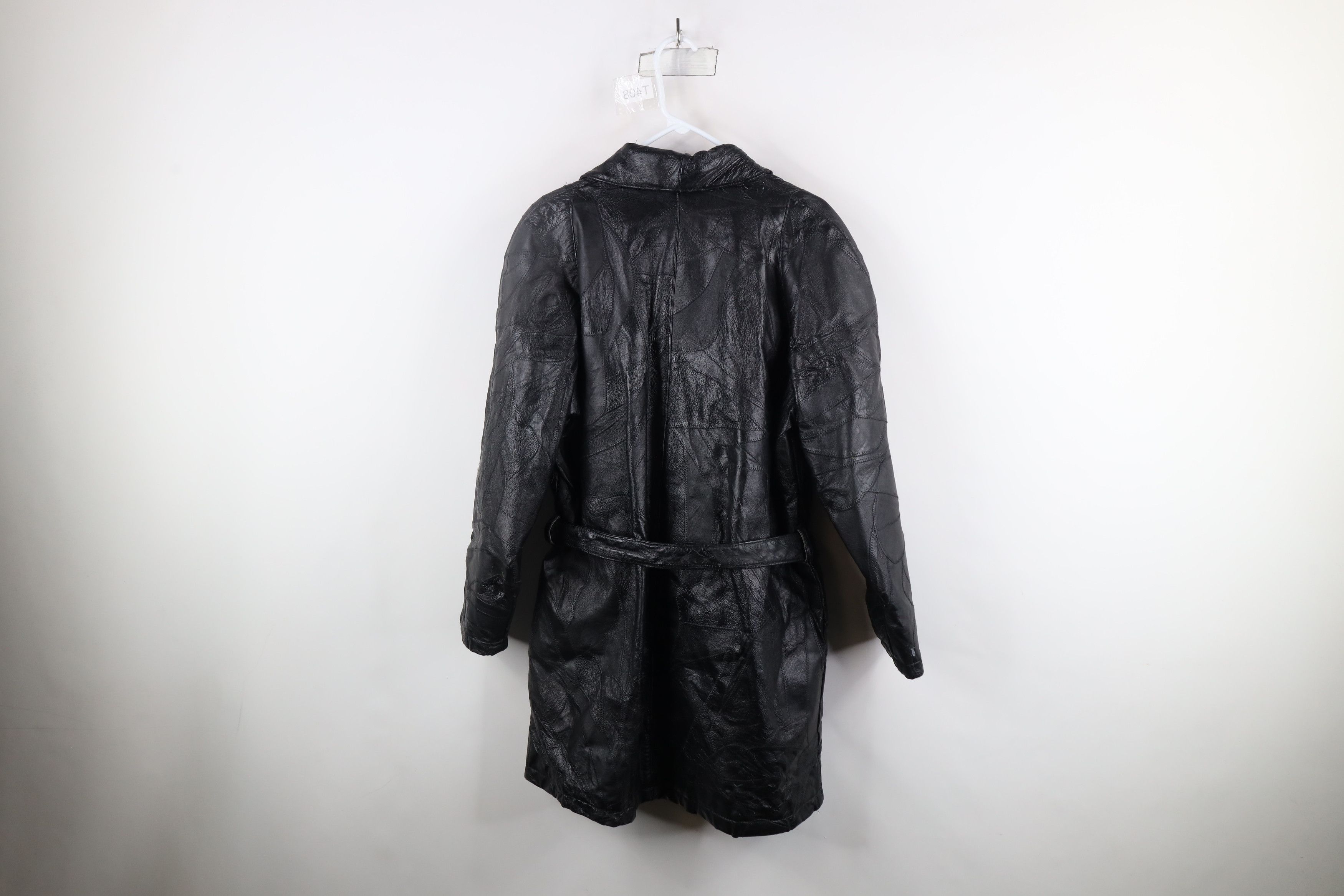 Vintage Vintage 90s Streetwear Belted Leather Trench Coat Jacket Size XL / US 12-14 / IT 48-50 - 14 Thumbnail