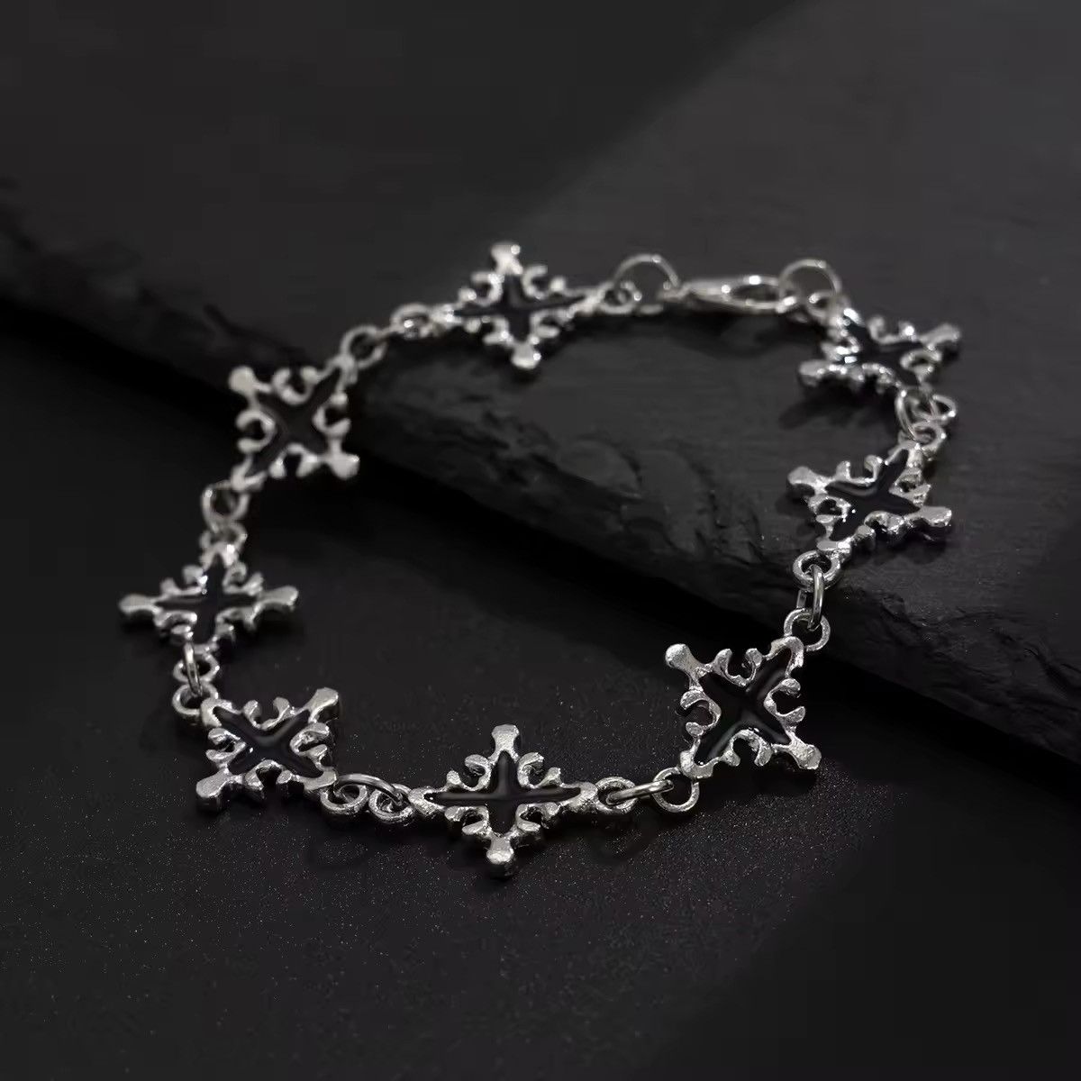Jewelry Gothic Punk Vintage Cross Charm Bracelet Size ONE SIZE - 8 Thumbnail