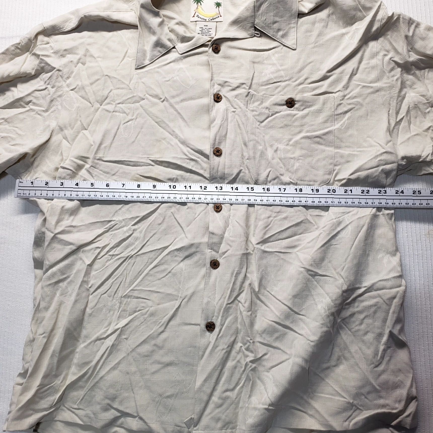 Vintage Banana Cabana Button Up Shirt Short Sleeve Adult Mens 2XL XXL Tan Brown Silk Geometric Pattern Casual Vintage: No - (no extra info) Size US XXL / EU 58 / 5 - 5 Thumbnail