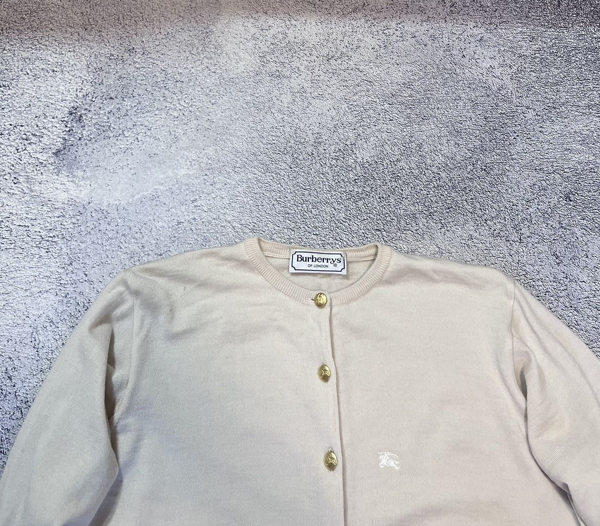 Burberry Burberrys Women Cardigan Beige Wool Vintage Gold Button Logo Size XL / US 12-14 / IT 48-50 - 6 Thumbnail