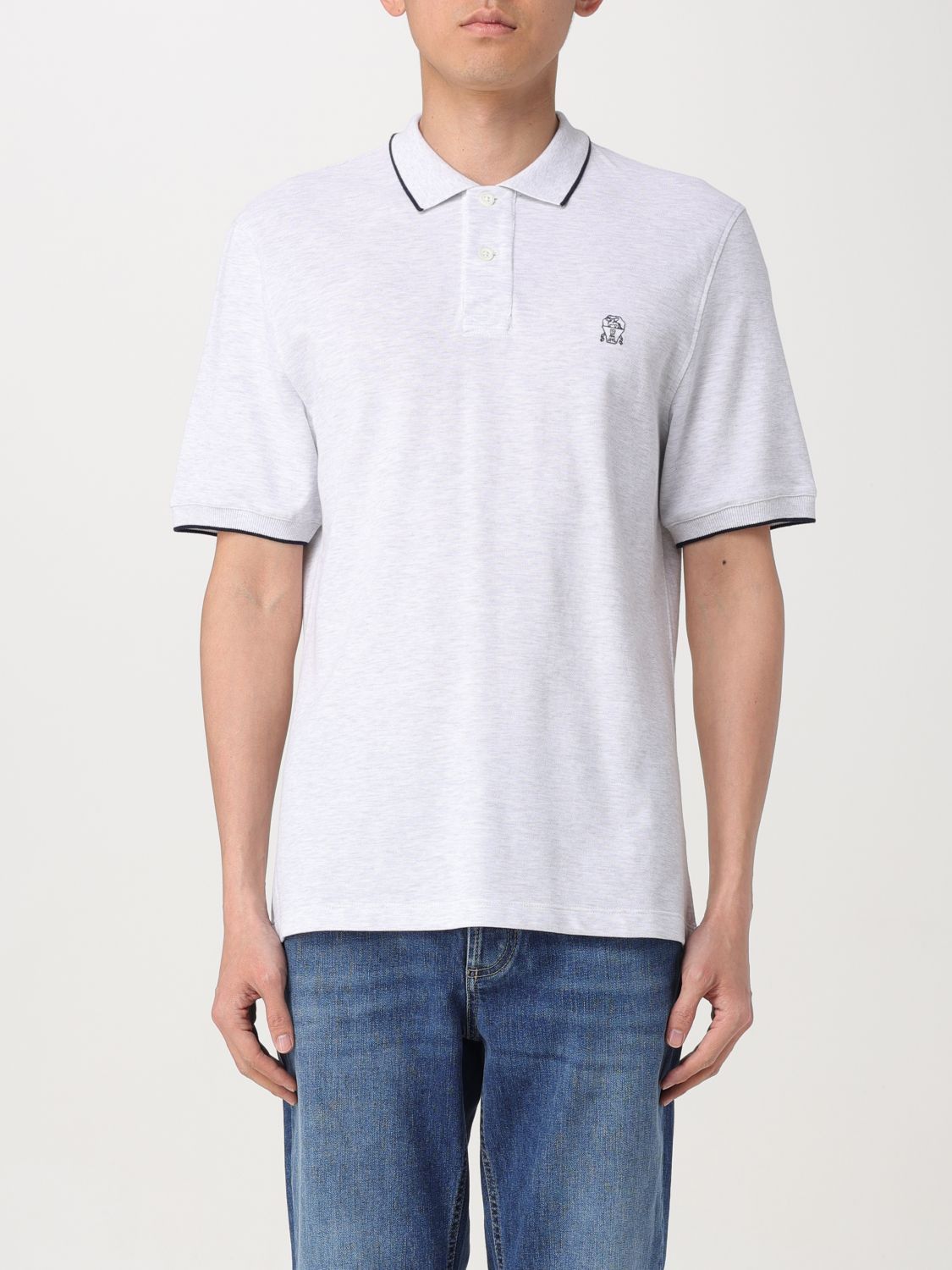 image of Brunello Cucinelli Polo Shirt Men Pearl (Size XL)