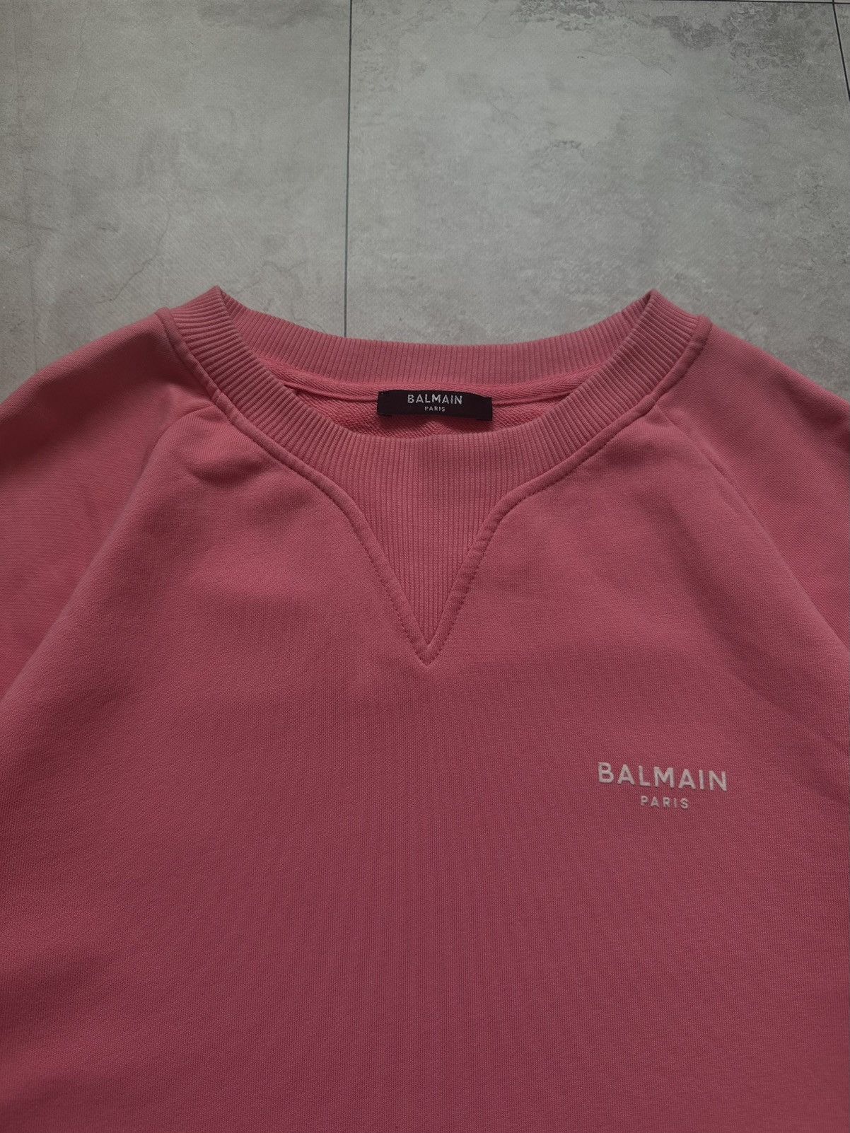 Balmain Balmain Paris Pink Crewneck Mini Logo Pullover Sweatshirt L Size US L / EU 52-54 / 3 - 4 Thumbnail