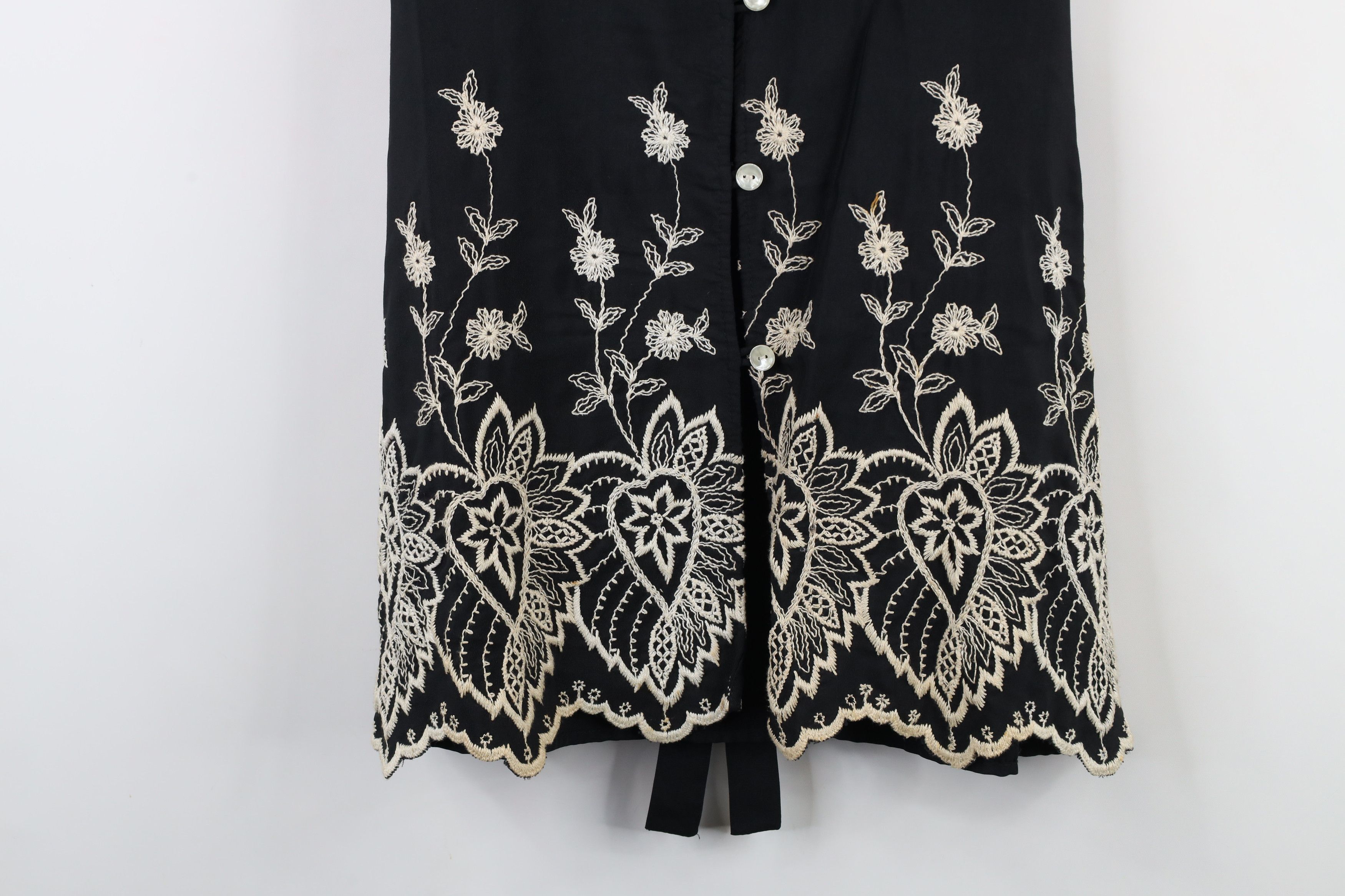 Vintage Vintage 90s Streetwear Flower Button Vest Jacket Black Size XS / US 0-2 / IT 36-38 - 3 Thumbnail