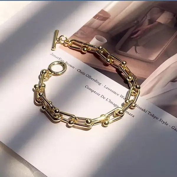 VIBE Gold Chain Link U-shape Vintage Jewelry Bracelet Size ONE SIZE - 1 Thumbnail