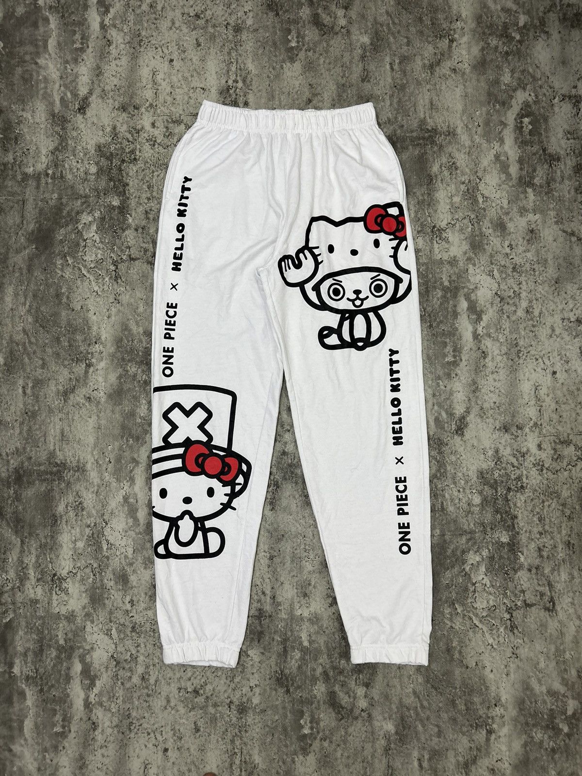 image of Cartoon Network x One Piece Hello Kitty Jogger Pans in White, Men's (Size 29)