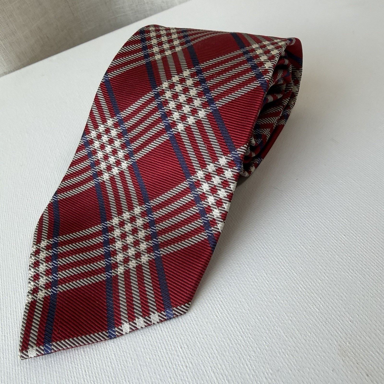 Lauren Ralph Lauren Lauren Ralph Lauren Red Holiday Tartan Silk Tie 90s Vintage Size ONE SIZE - 1 Thumbnail