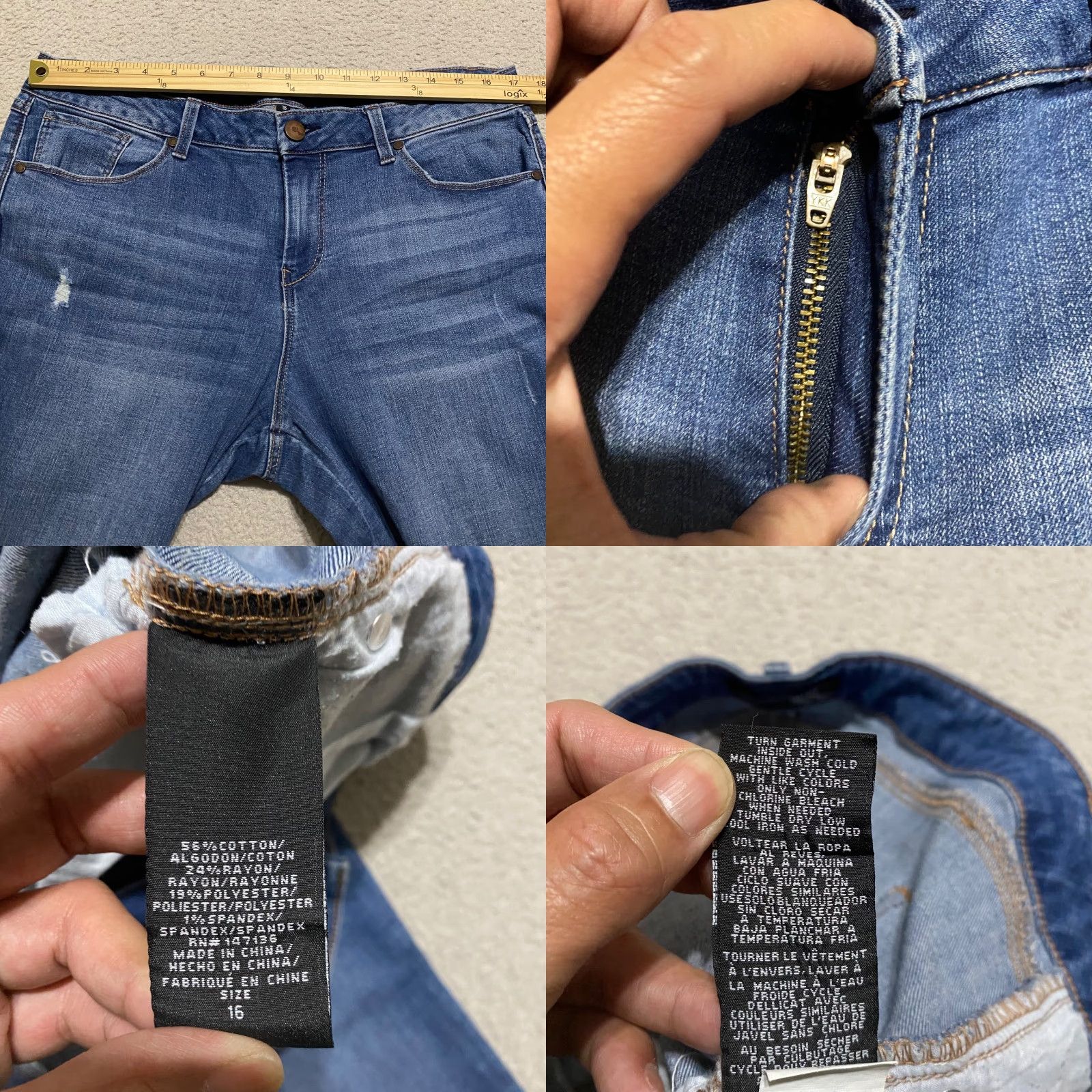 Vintage 1822 Denim Jeans Blue 16 Womens High Rise Tapered Distressed Medium Wash denim 5-Pocket Design Regular Size 16 Womens jeans Size 38" / US 16 / IT 52 - 8 Thumbnail