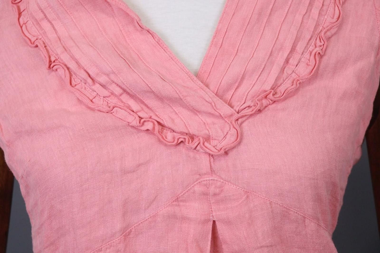 120% Lino 120% Lino Pink Ruffled Trim V-Neck Sheath Dress Size 40 Size M / US 6-8 / IT 42-44 - 4 Thumbnail