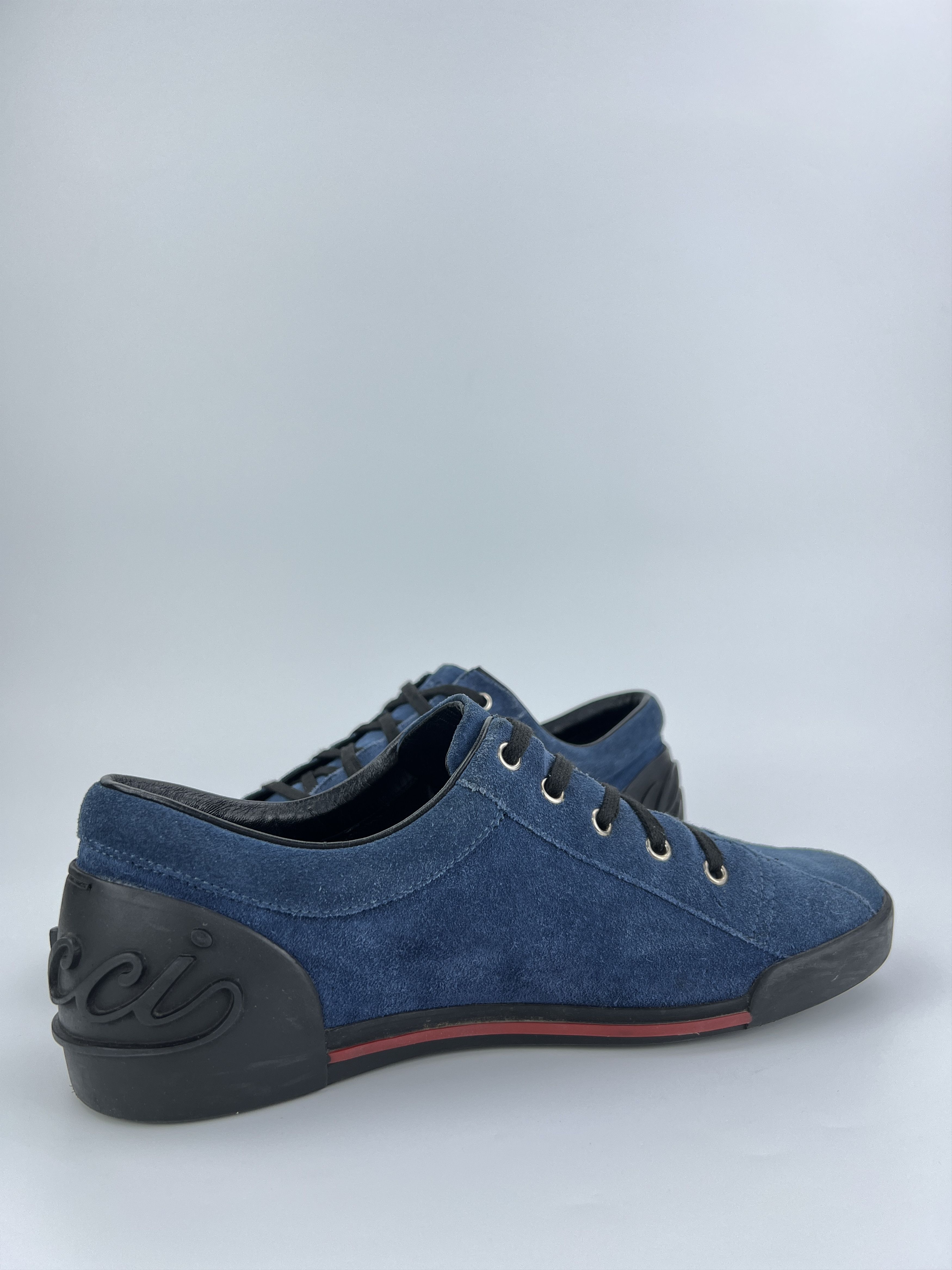 Gucci Vintage Gucci Navy Suede Low Top Sneakers GG Logo Size US 8 / EU 41 - 5 Thumbnail