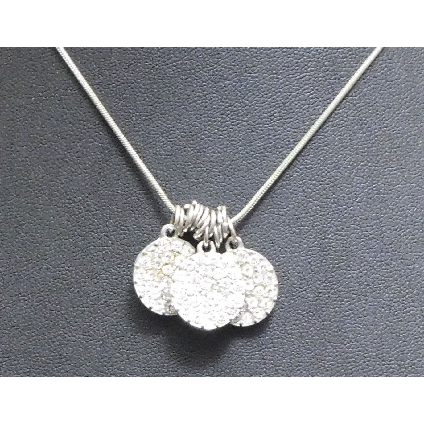 Other Casual Glam Triple Rhinestone Medallion Silver Tone Necklace Size ONE SIZE - 3 Thumbnail