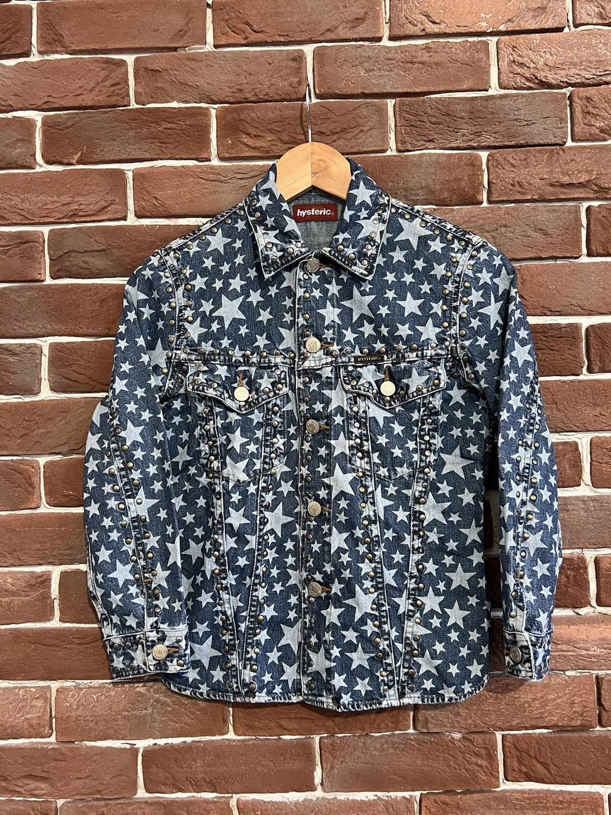 image of Y2K Archived Hysteric Glamour Stars Studded Denim Jacket, Men's (Size Small)