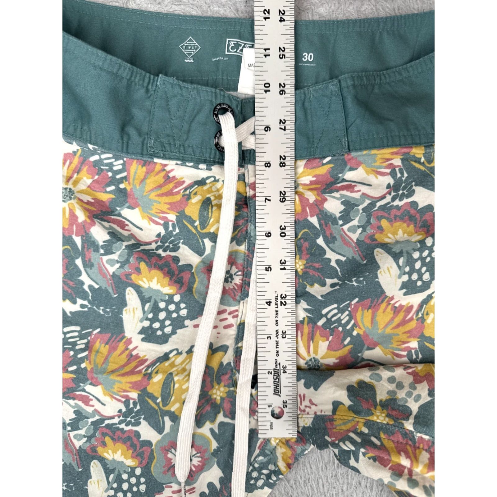 Vintage Ezekiel Women Board Shorts 30 Green Floral 2 Way Stretch Nylon Cotton 30x8 Pockets Size ONE SIZE - 7 Thumbnail