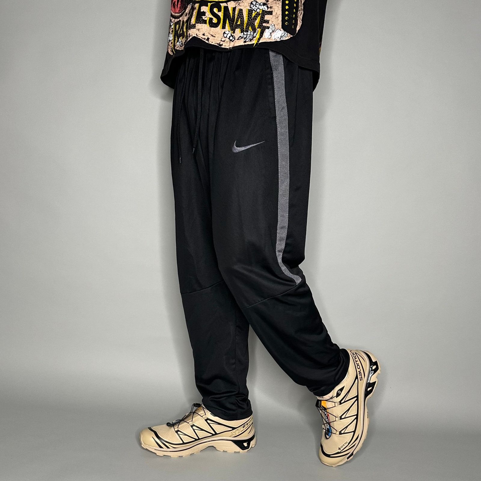 Crazy Nike Sweatpants Jet Black Polyester Grey Swoosh Menswear