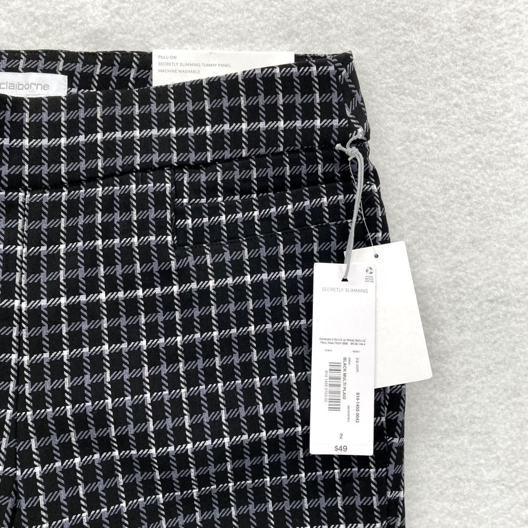 Liz Claiborne Liz Claiborne Pants Womens 2 Black Gray Plaid Lisa Straight Leg Secretly Slimming Dress Pants Adult Regular XS? (No) Size 26" / US 2 / IT 38 - 3 Thumbnail