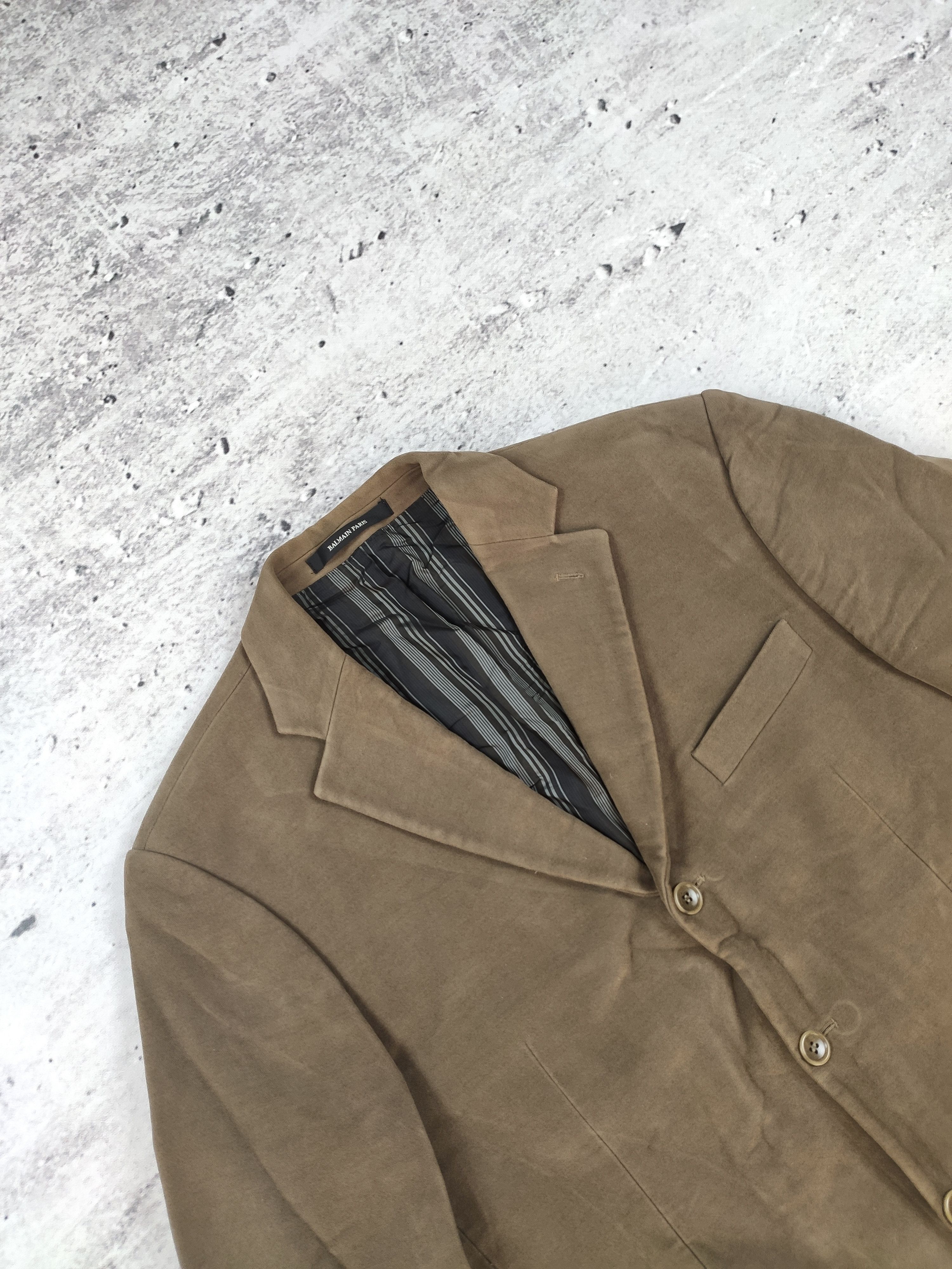 Balmain × Vintage Balmain Paris men blazer cotton jacket brown elegant Size 52R - 2 Thumbnail