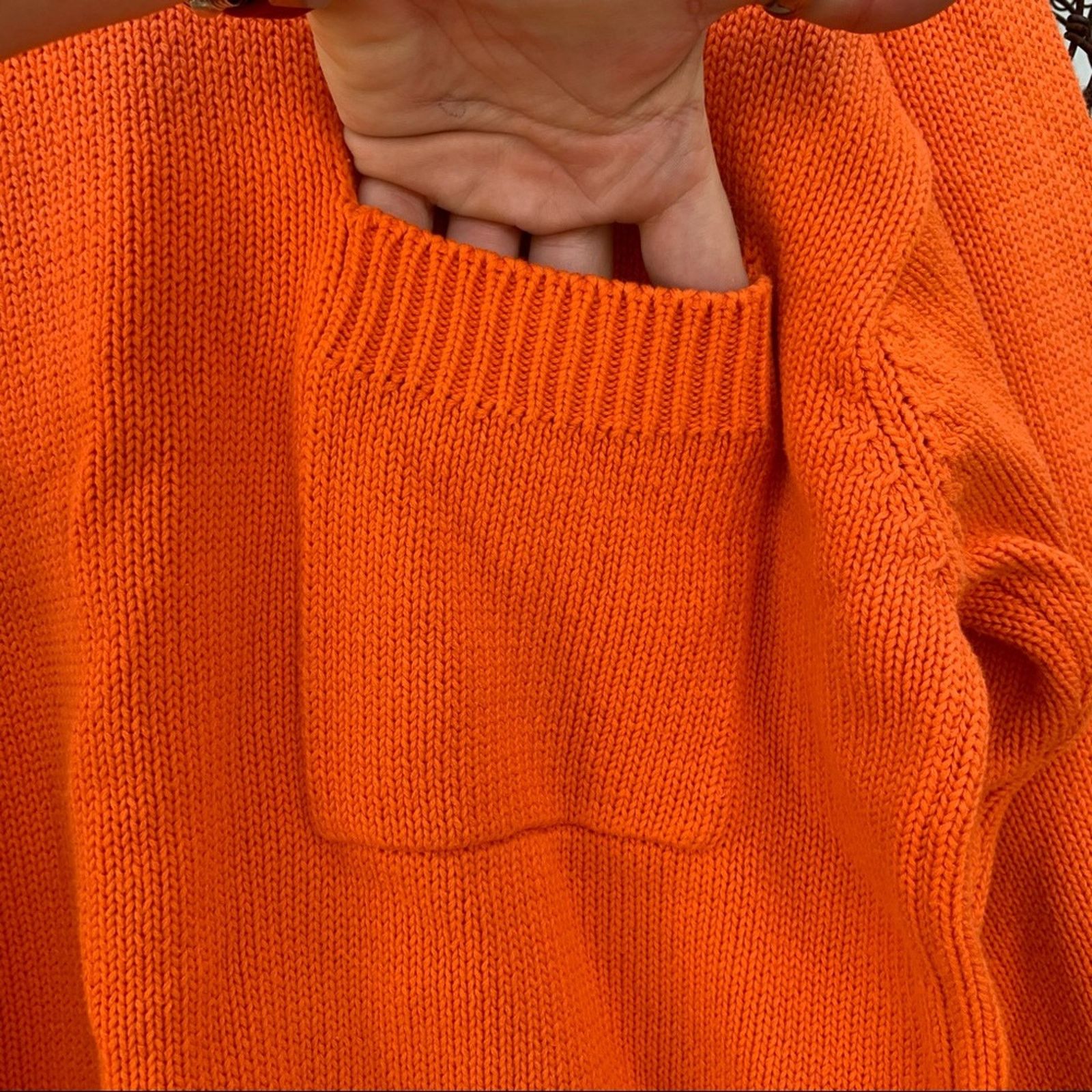 Vintage Vintage 80s IB Diffusion’s bright orange crewneck sweater Size L / US 10 / IT 46 - 4 Thumbnail