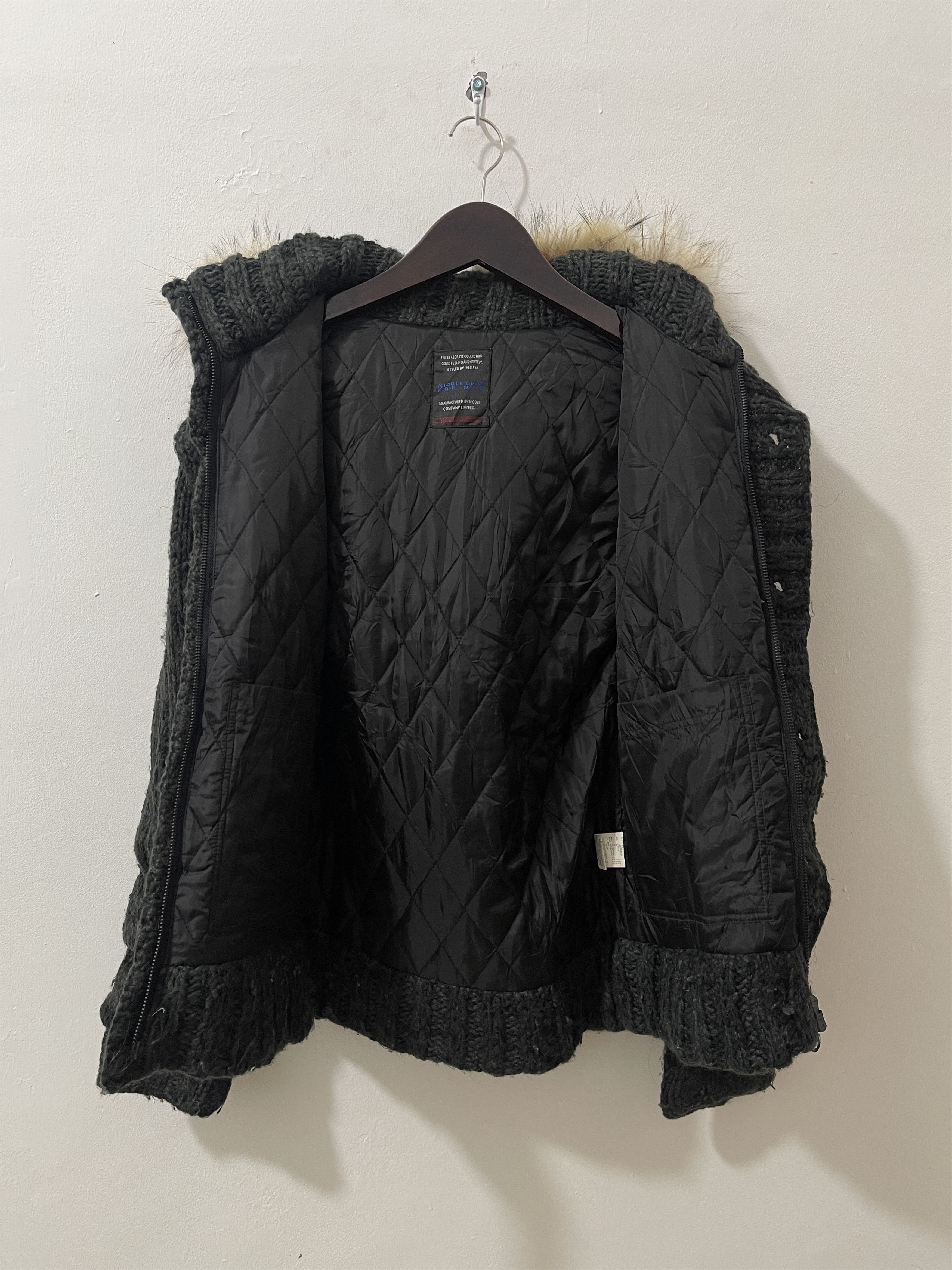 Nicole Club 2000s Nicole Club Grunge Cable Knit Fur Vkei Style Jacket Size US M / EU 48-50 / 2 - 5 Thumbnail