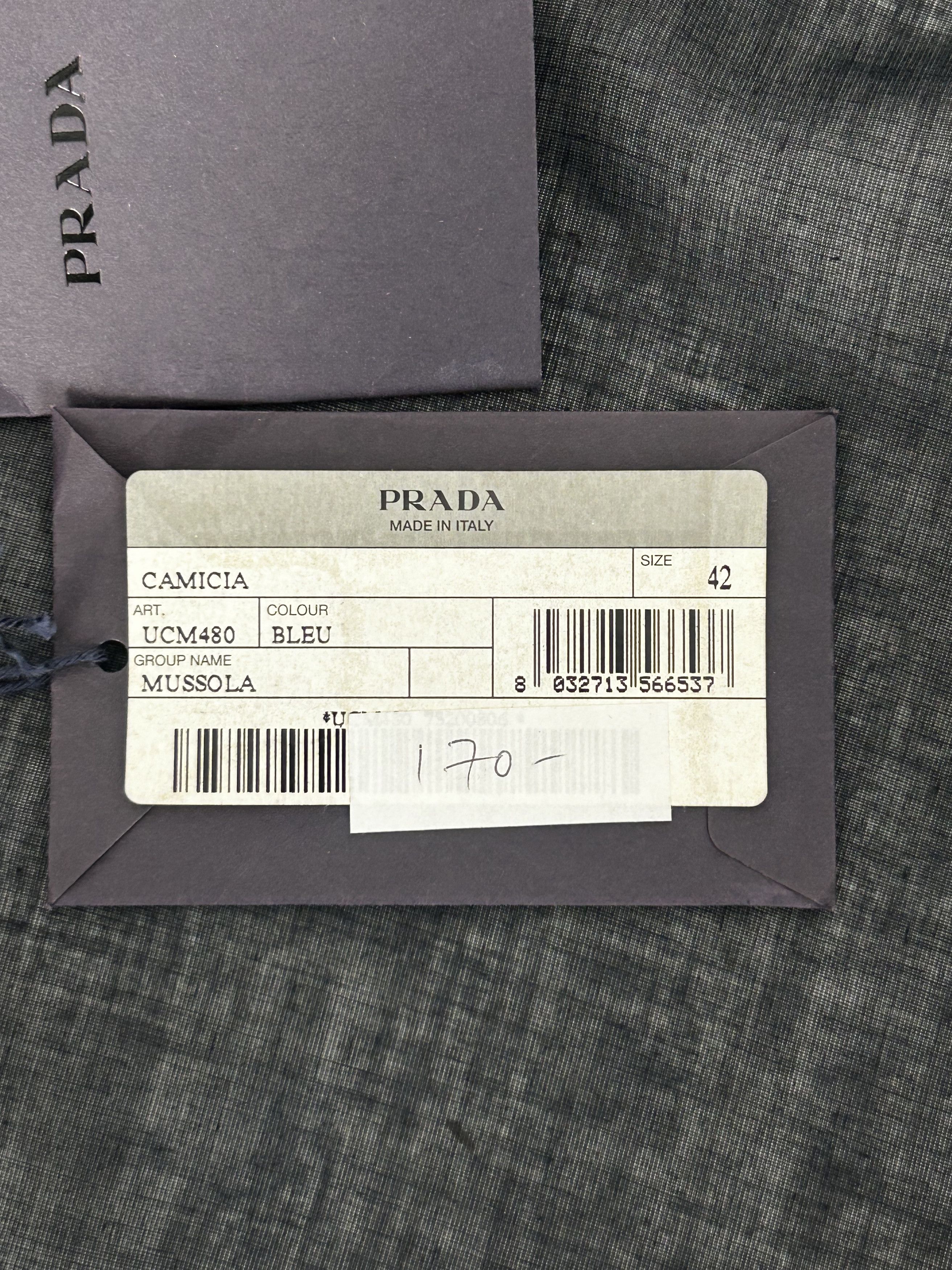 Prada PRADA Blue Cotton Muslin Dress Shirt Size US M / EU 48-50 / 2 - 4 Thumbnail