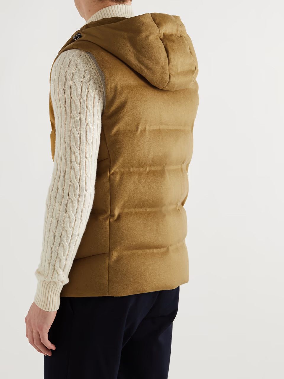 Loro Piana o1w1db10724 Cashmere Hooded Down Gilet in Brown Size US XXL / EU 58 / 5 - 4 Thumbnail