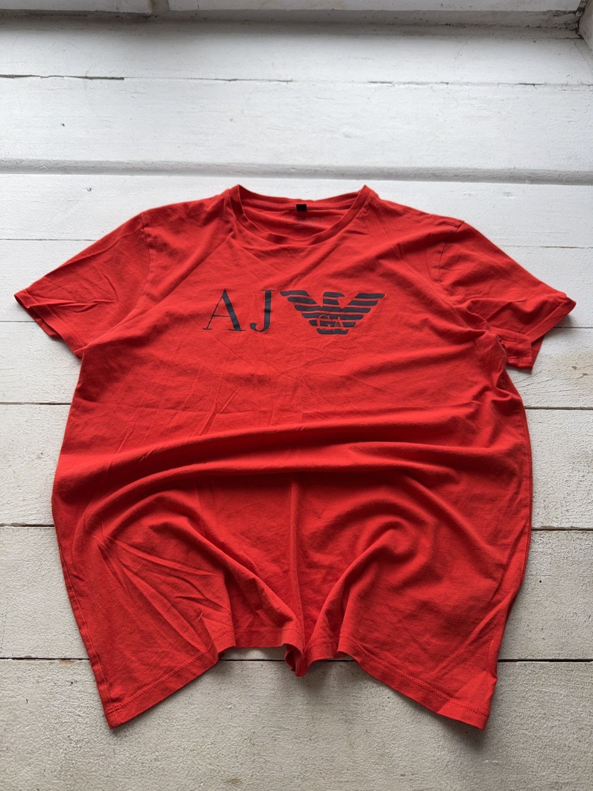 Armani Luxury 00s Armani Jeans AJ Logo Red T-Shirt Pima Cotton Size US M / EU 48-50 / 2 - 1 Thumbnail