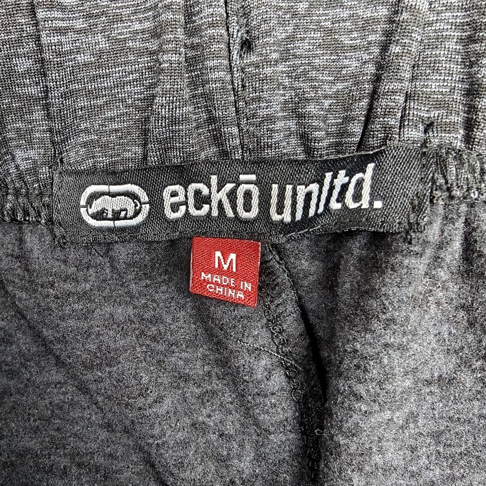 Ecko Unltd. Ecko Unltd Sweat Shorts Mens Medium Black Marled Knit Drawstring EO12N166T Size US 31 - 2 Thumbnail
