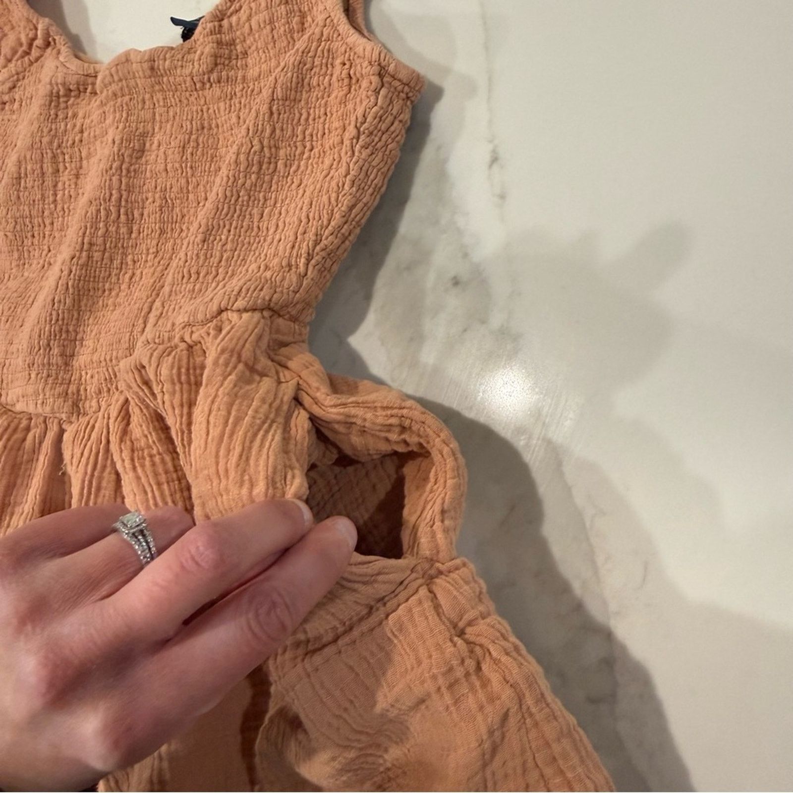 American Eagle Outfitters American Eagle Smocked Bodice Gauze Mini Dress Womens Medium Size M / US 6-8 / IT 42-44 - 5 Thumbnail