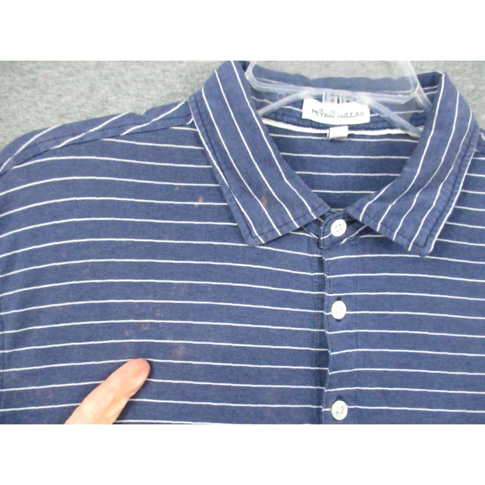 Peter Millar Peter Millar Polo Shirt Mens Size Large Blue White Stripe Stretch Short Sleeve Shirt Mens Regular Polo Shirt Size US L / EU 52-54 / 3 - 2 Thumbnail