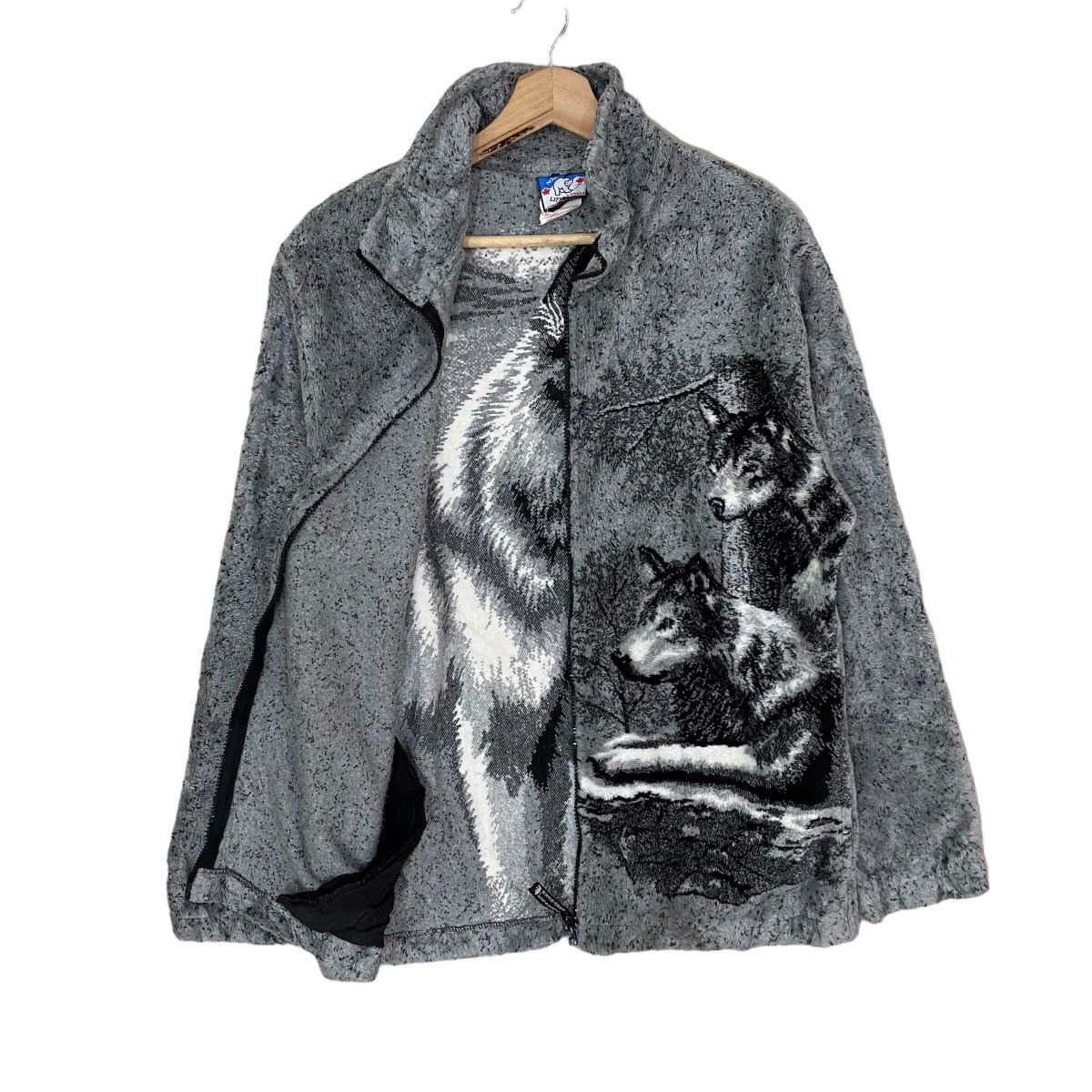 Retrofit 🌟VTG BIG WOLF RETRO OVERPRINT SHERPA ZIPPER JACKET Size US S / EU 44-46 / 1 - 6 Thumbnail