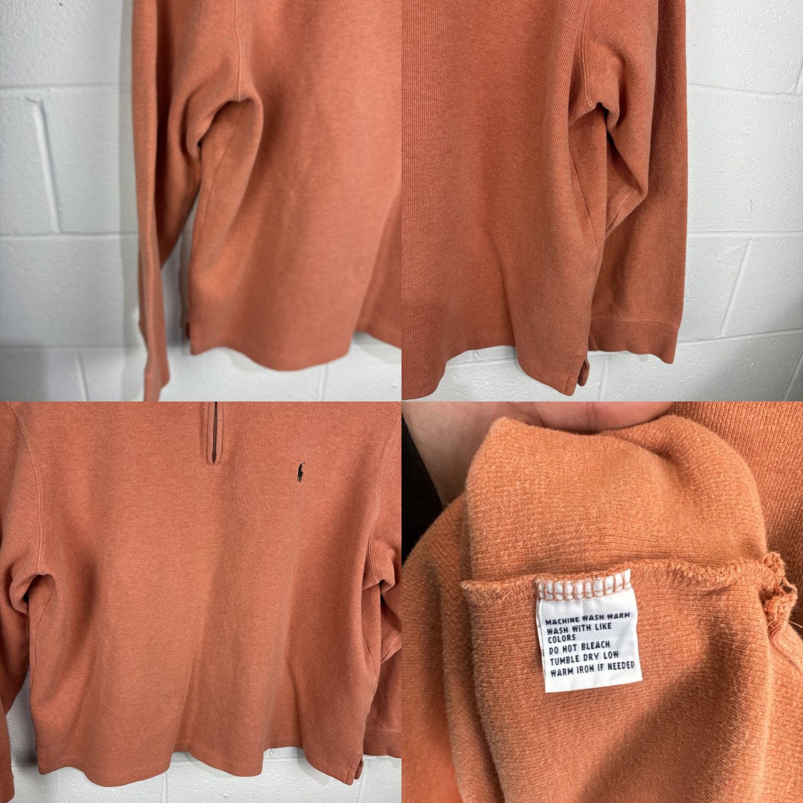 Polo Ralph Lauren Polo Ralph Lauren Sweater Men's 2XL Orange 1/4 Zip Knit Pony Logo Cotton Mock Neck Pullover Size US XXL / EU 58 / 5 - 8 Thumbnail