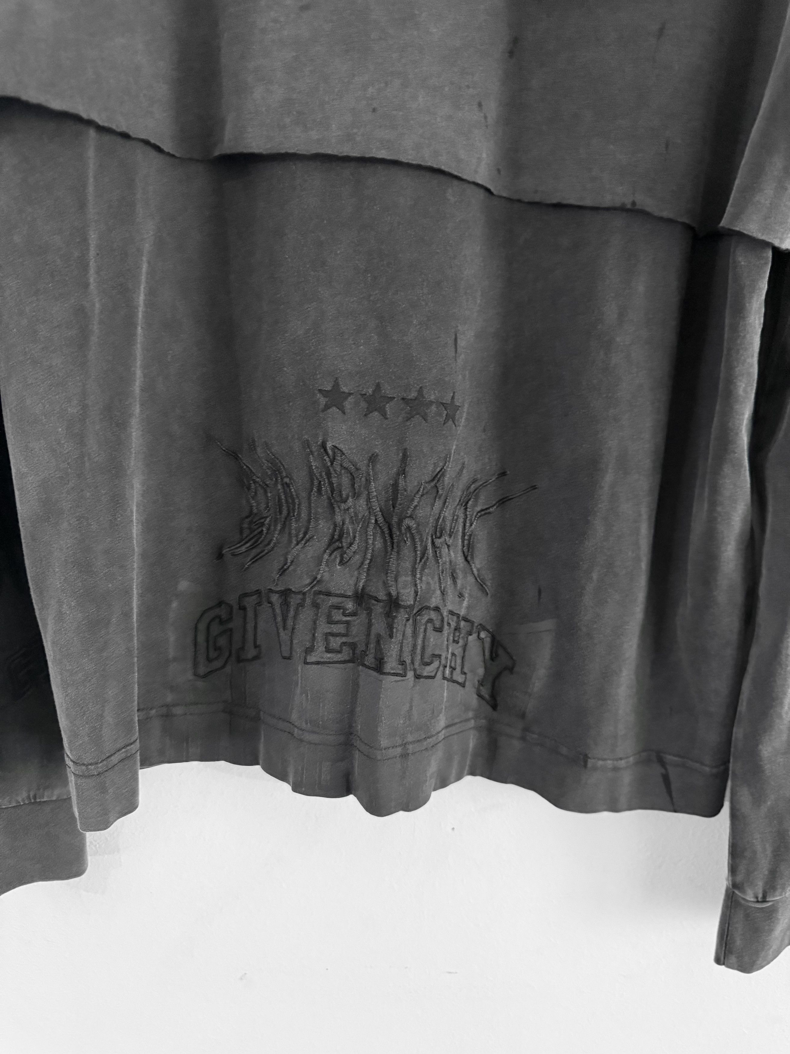 Givenchy Double Layer Embroidered Long Sleeve Tee Shirt Black Size US XL / EU 56 / 4 - 10 Thumbnail