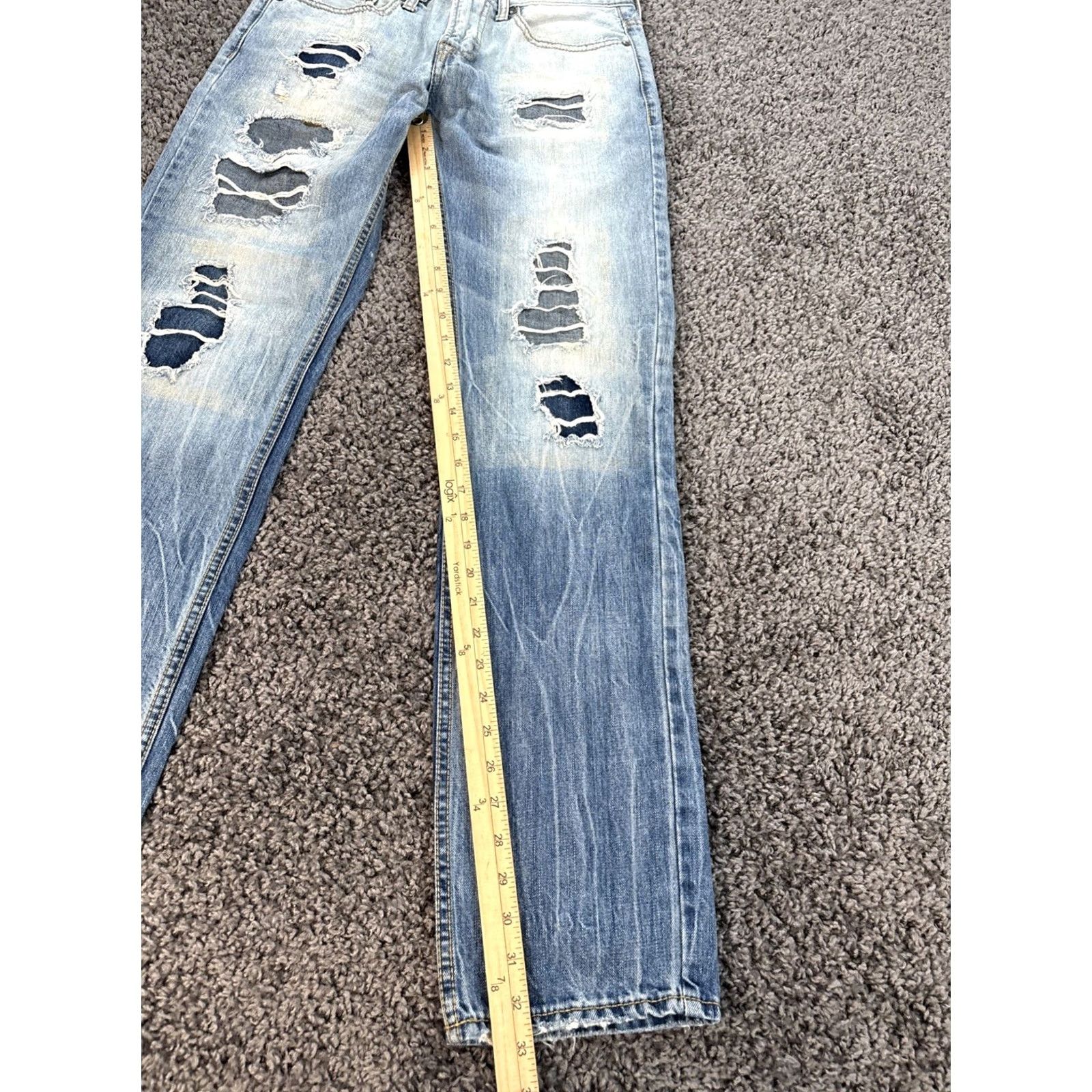 American Eagle Outfitters VINTAGE American Eagle Jeans Mens Slim Straight 30x34 Thrashed Distressed Y2K Blue Jeans Mens 30 34 Distressed Slim Straight Jeans Size US 30 / EU 46 - 2 Thumbnail