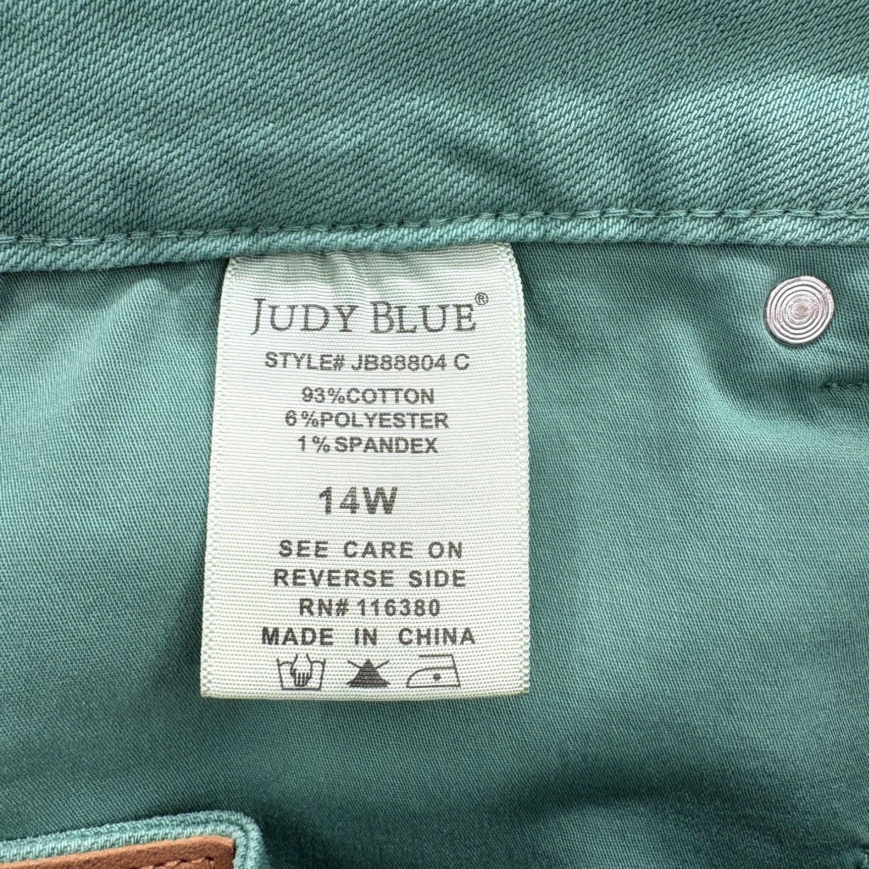 Denime Judy Blue Jeans Flare Women 14W Green Medium Wash Mid Rise Stretch Denim Women Jeans 5-Pocket Design Boys? Size 36" / US 14 / IT 50 - 4 Thumbnail