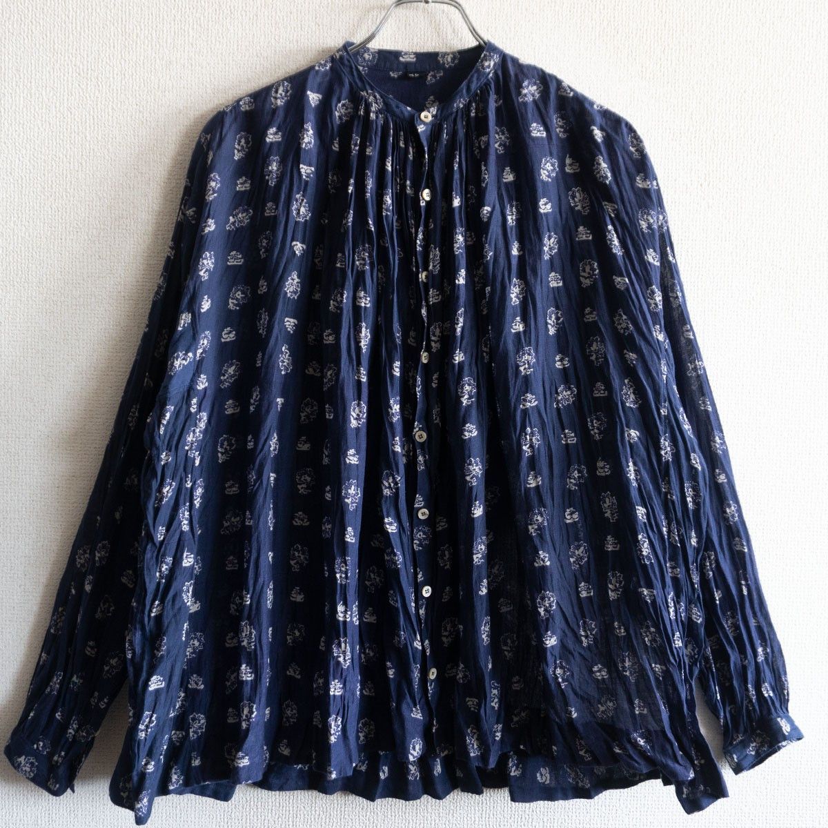 Vintage 45R Feather Khadi Silk Blouse Size US XXL / EU 58 / 5 - 1 Thumbnail